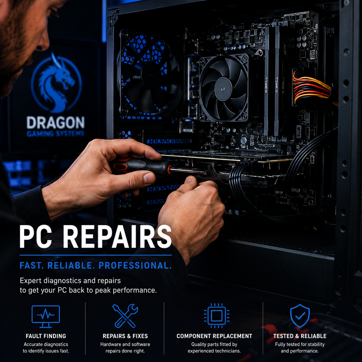 PC repair services from Dragon Gaming Systems.