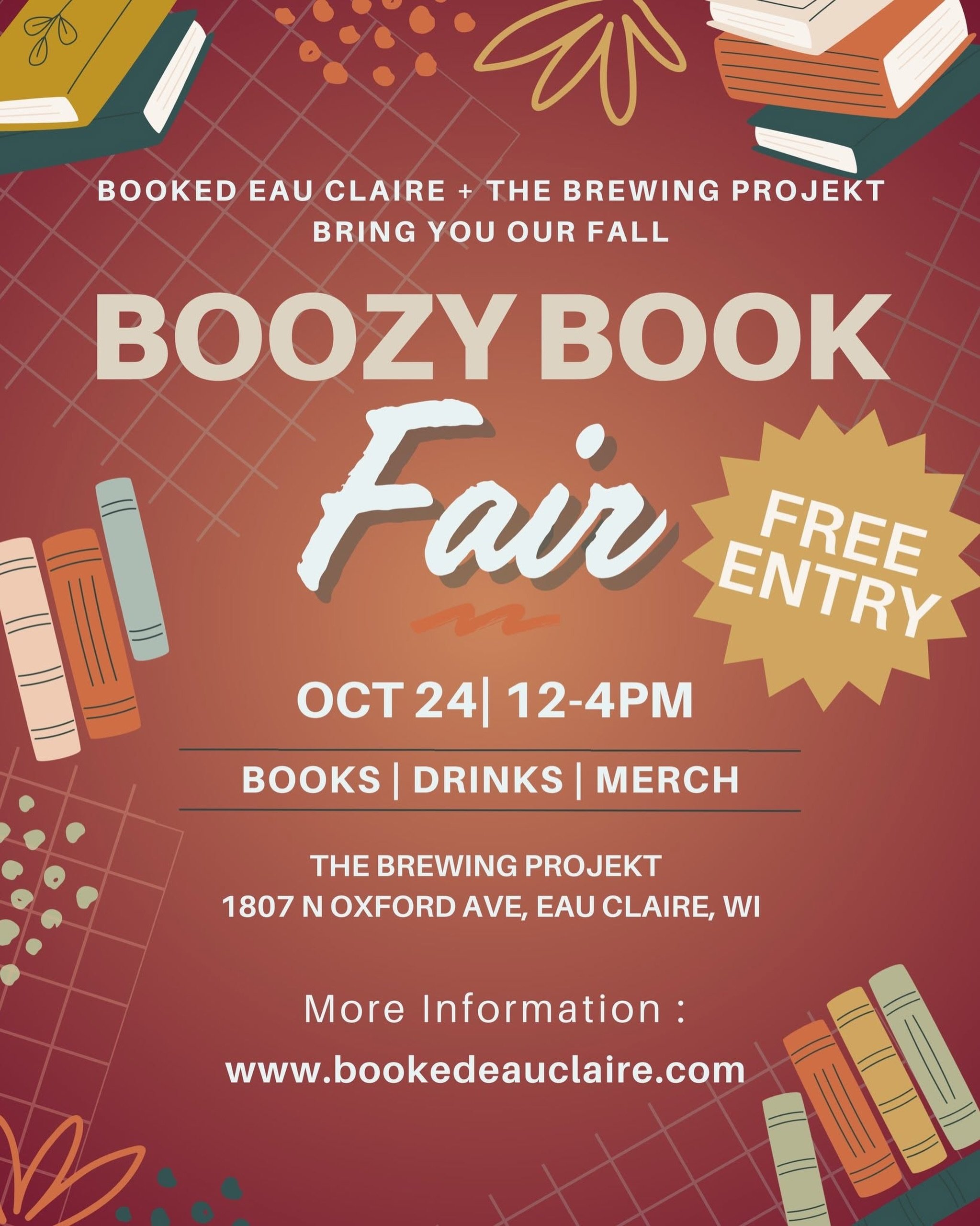 Wisconsin book babes, I&rsquo;m coming for you! 🍂📚

Catch me and my wolves at the @booked__eauclaire Boozy Book Fair this Saturday! 

📍 @thebrewingprojekt | Eau Claire, WI 
🗓️ October 24 | 12&ndash;4 PM 
🍻 FREE ENTRY!

Come for the books. Stay f