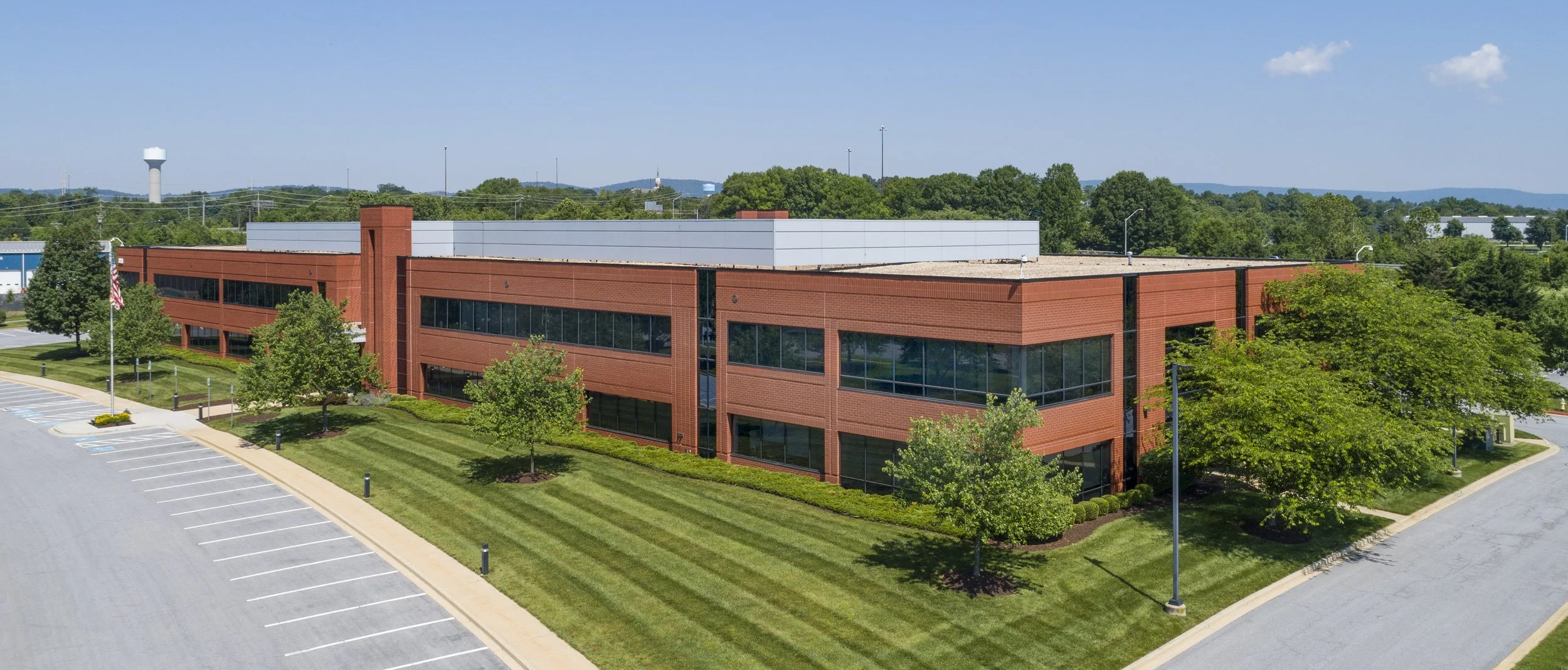 Aerial view of Ballenger Biotech Building, an 81,500-square-foot life sciences redevelopment property in Frederick, Maryland.