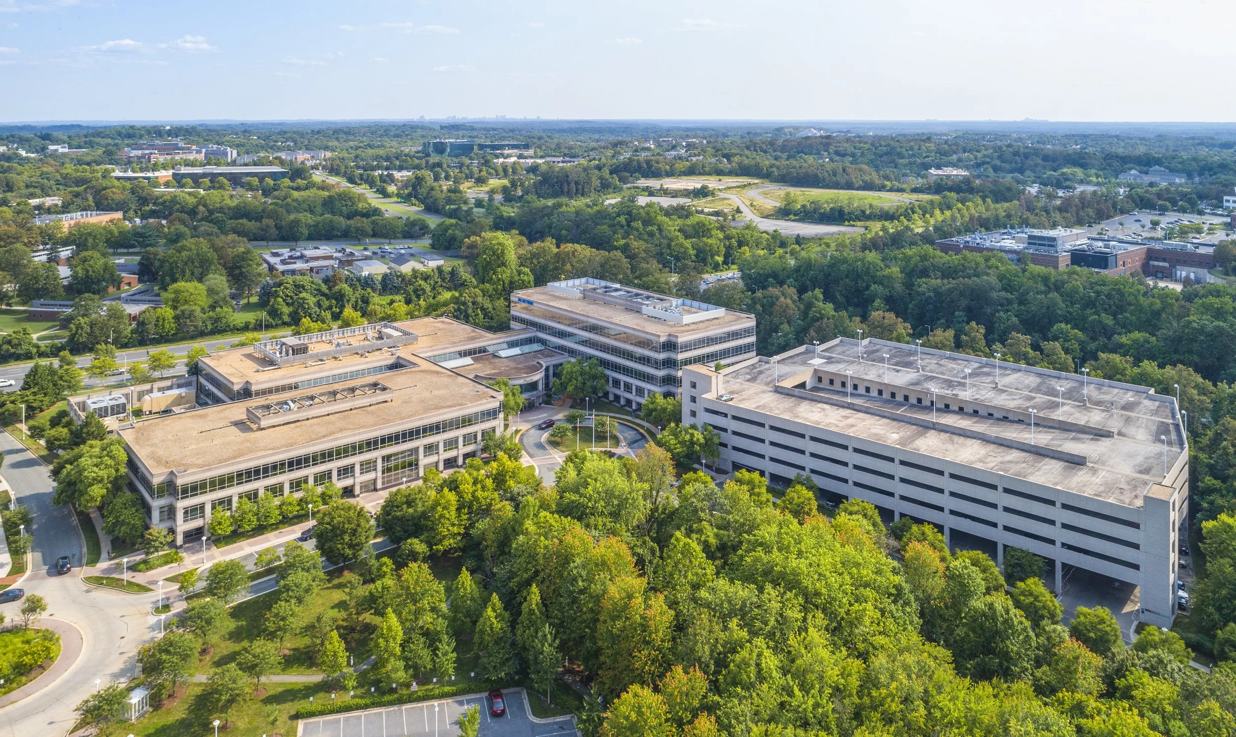 Aerial view of Key West Life Science Center, a 282,500-square-foot life sciences property in Rockville, Maryland.
