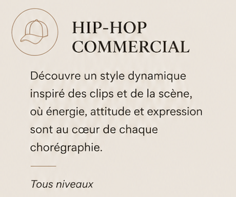 Présentation de la discipline Hip-Hop Commercial proposée par Studio 10 by Laura, école de danse à Lens.