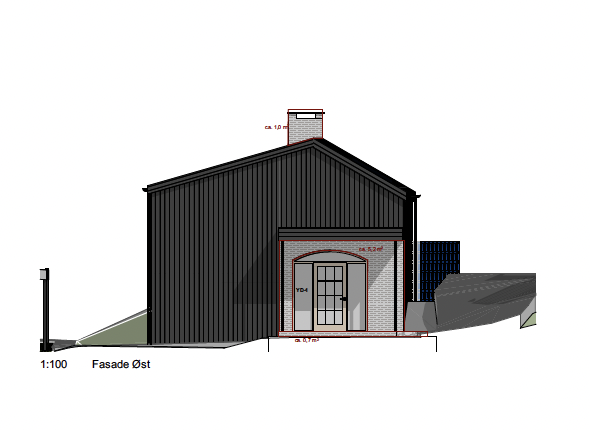 Architectural drawing of a building facade, showing measurements and detailed design elements.