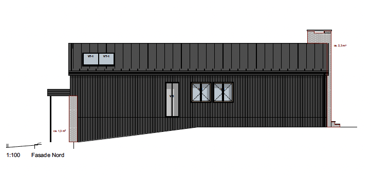 Architectural drawing of a building facade with windows and measurements.
