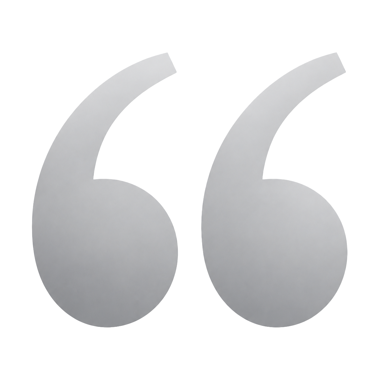 Silver metallic quotation marks symbol on a black background.