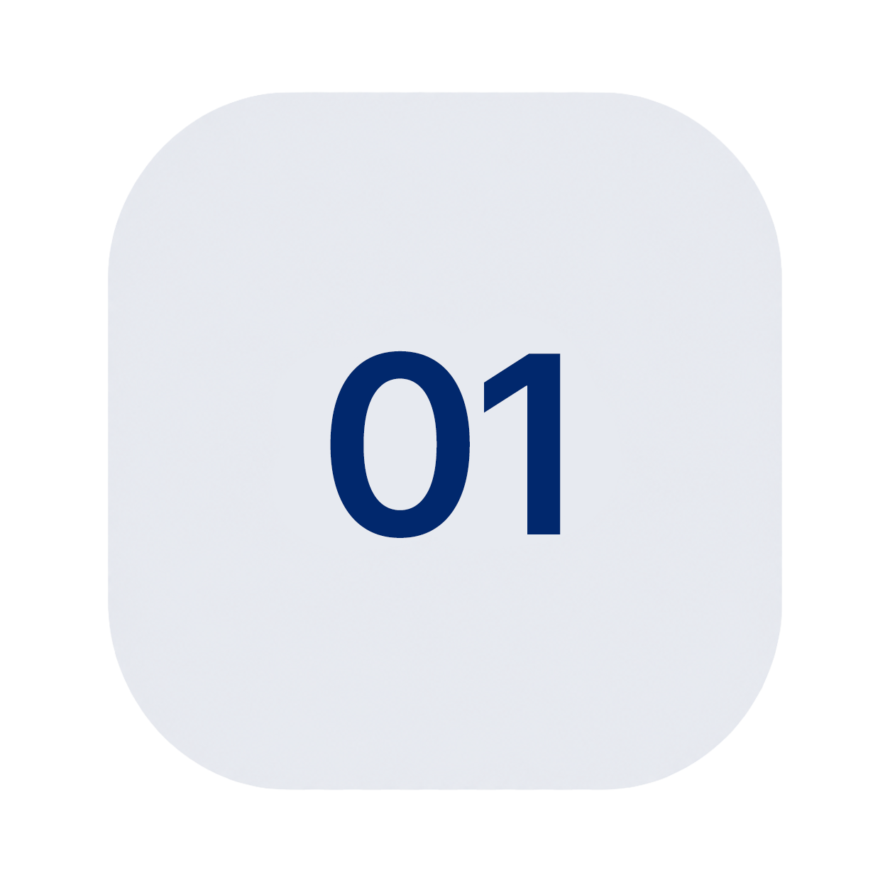 Number 01 on a white rounded square background.