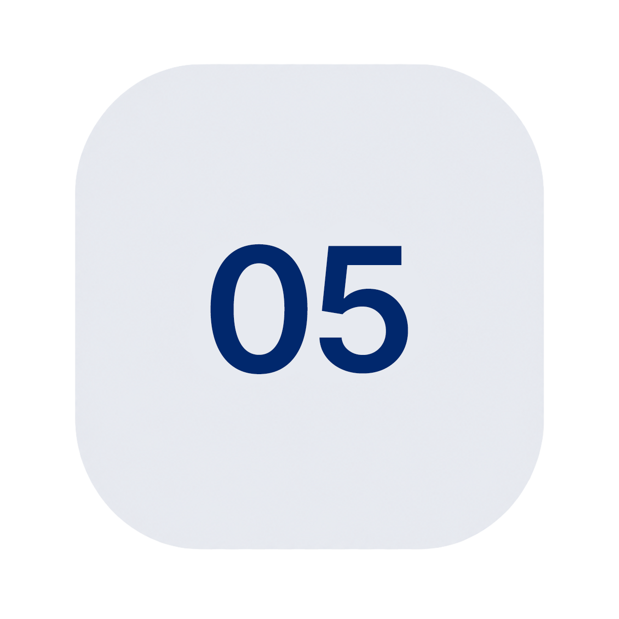 White app icon with rounded corners and the number 05 in dark blue.