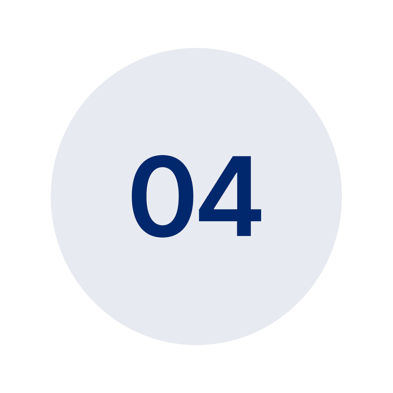 White circular button with navy blue number '04' in the center.