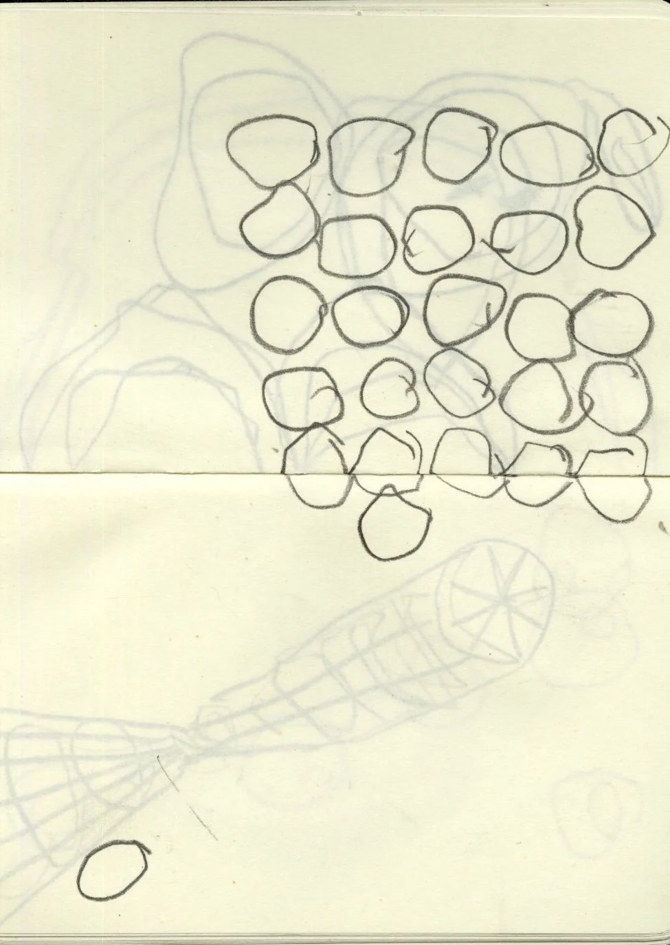 scanned sketchbook page of a pencil drawing