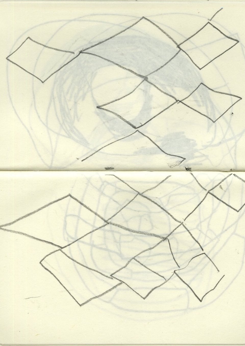 scanned sketchbook page of a pencil drawing