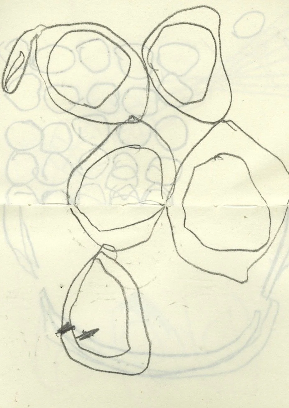scanned sketchbook page of a pencil drawing
