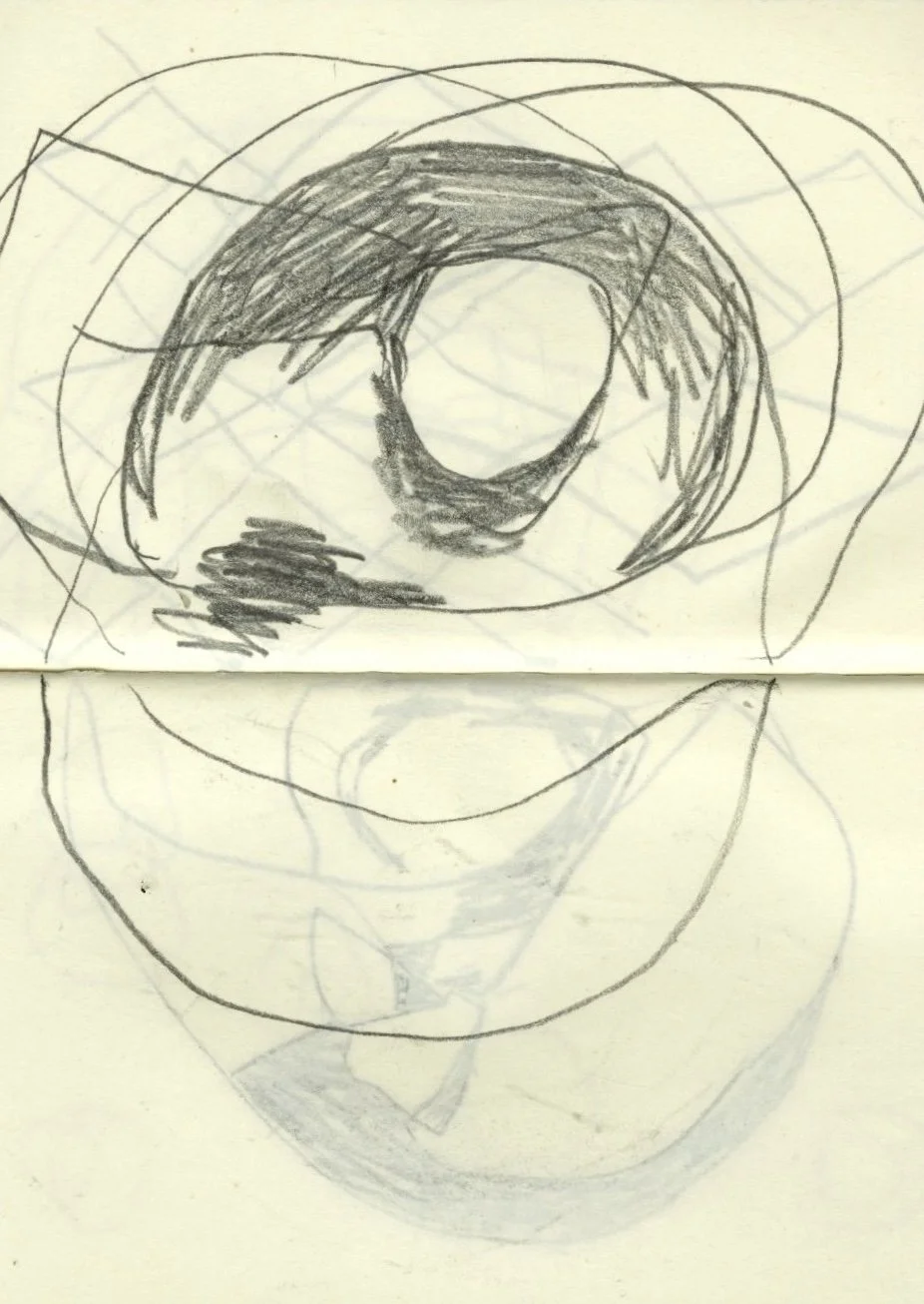 scanned sketchbook page of a pencil drawing
