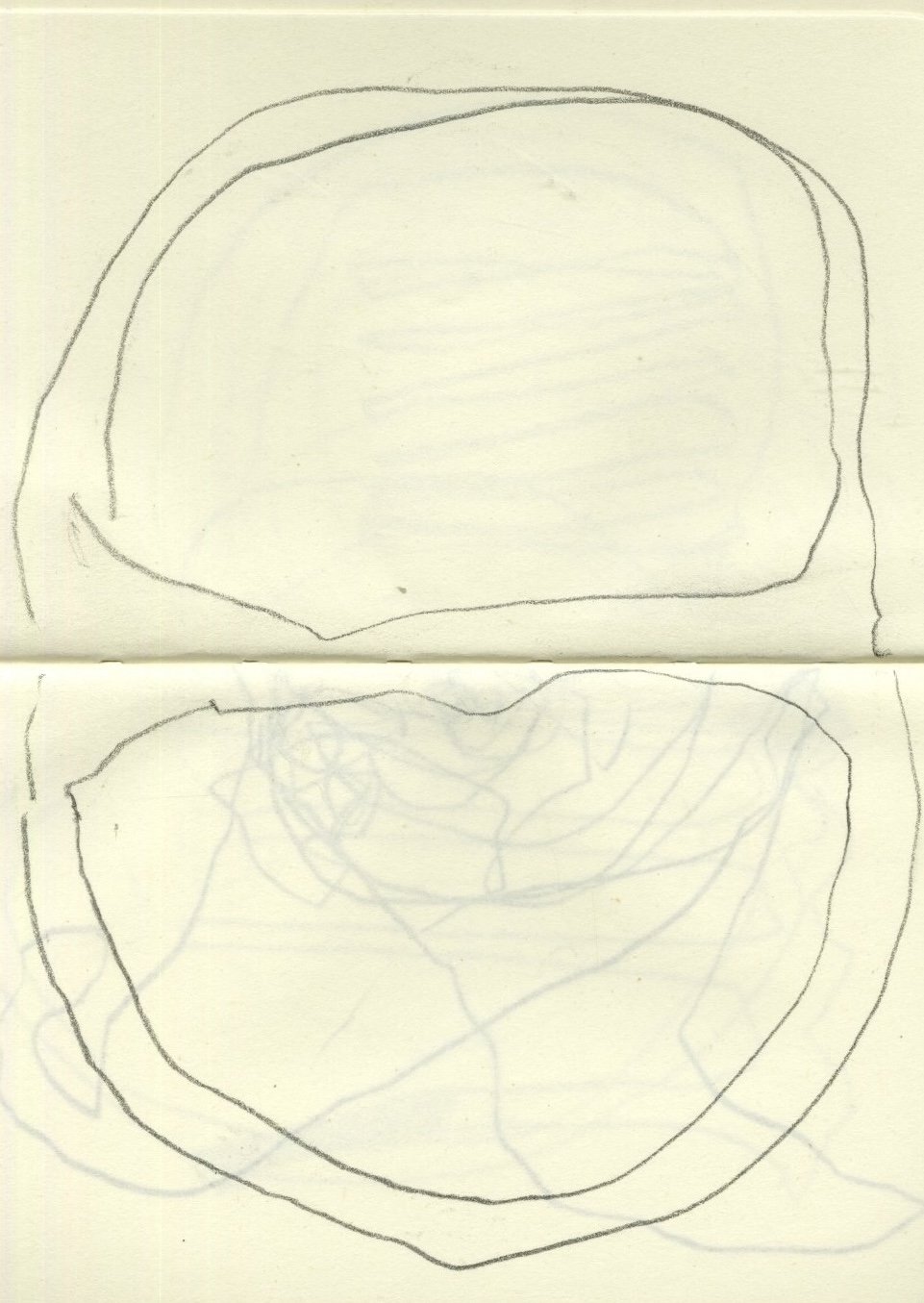 scanned sketchbook page of a pencil drawing