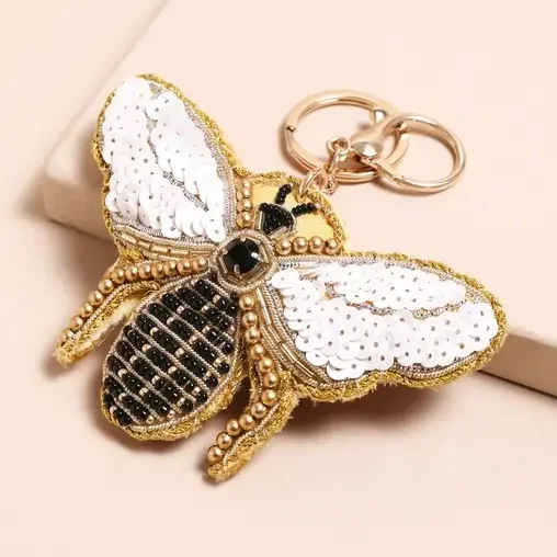 Beaded Bee Keyring and Bag Charm