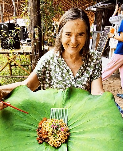 Cookbook author with food