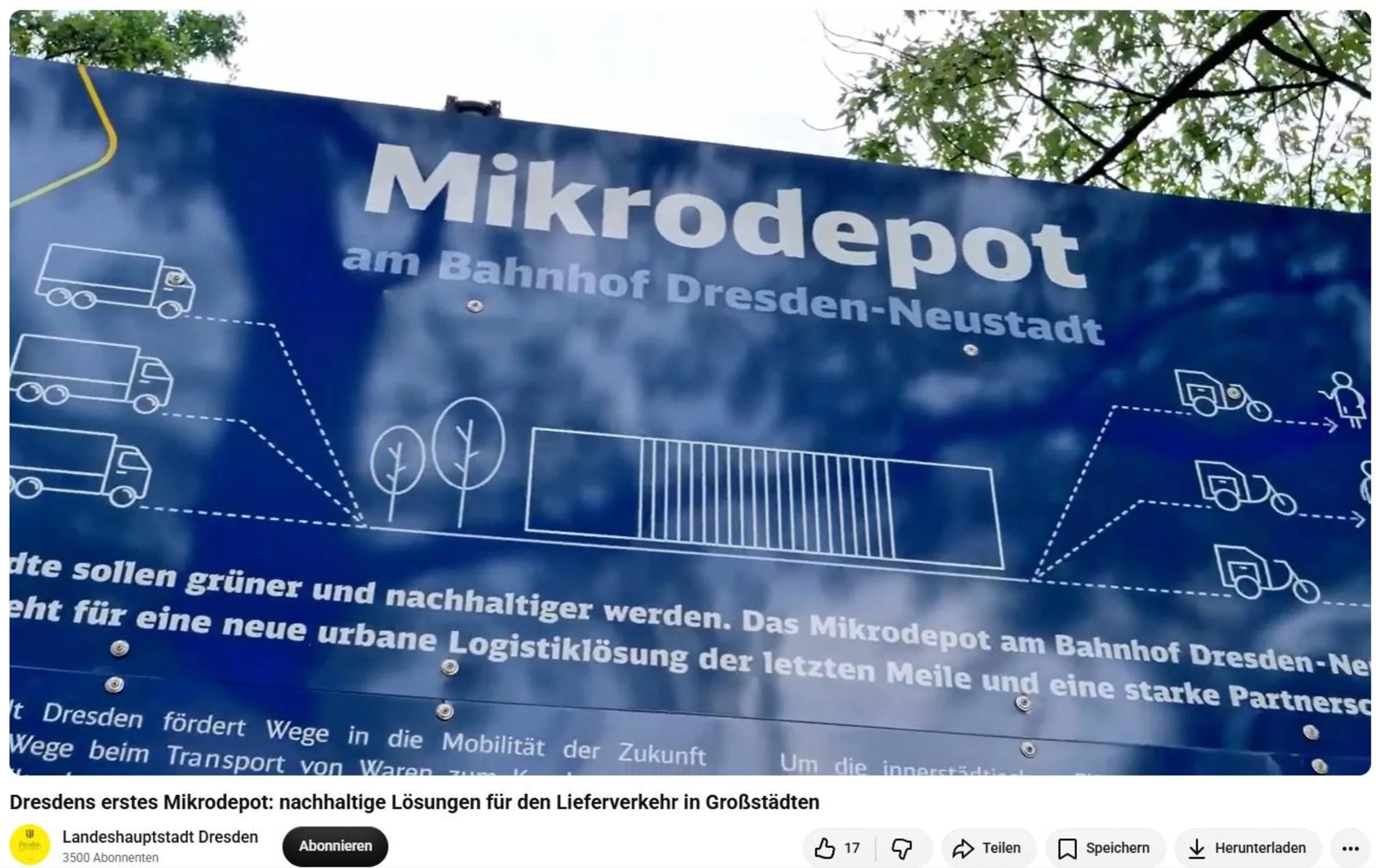 Info-Tafel Mikro-Depot am Bahnhof Dresden-Neustadt.