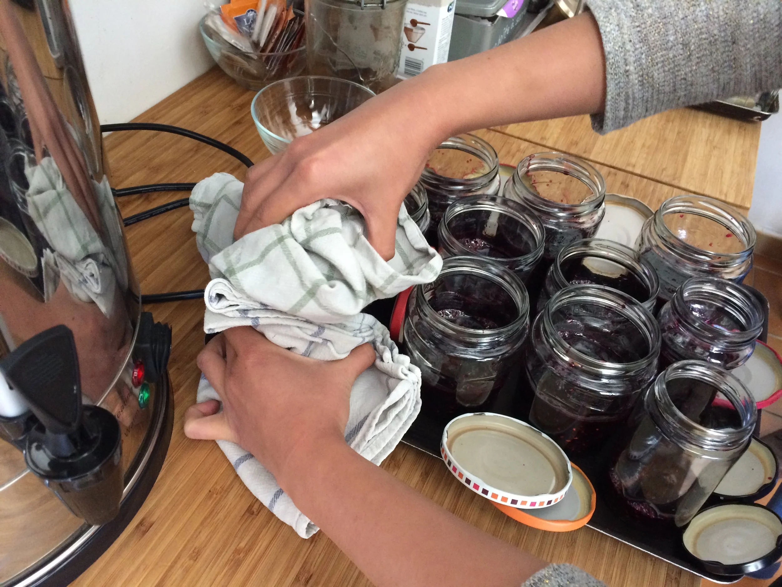 Potting the jam.