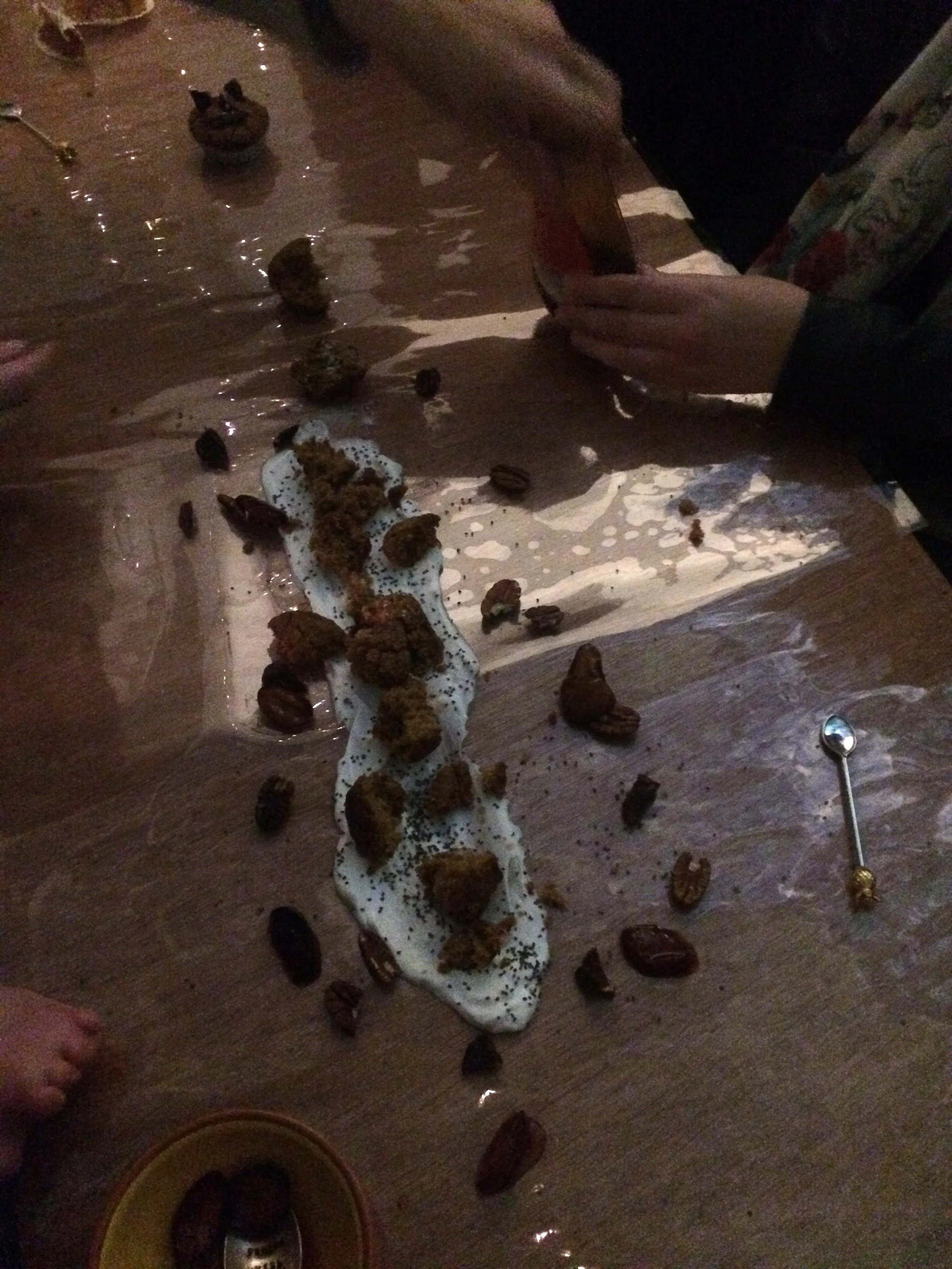 One table worked together to make their dessert and the other worked individually. It was an interesting contrast. 
