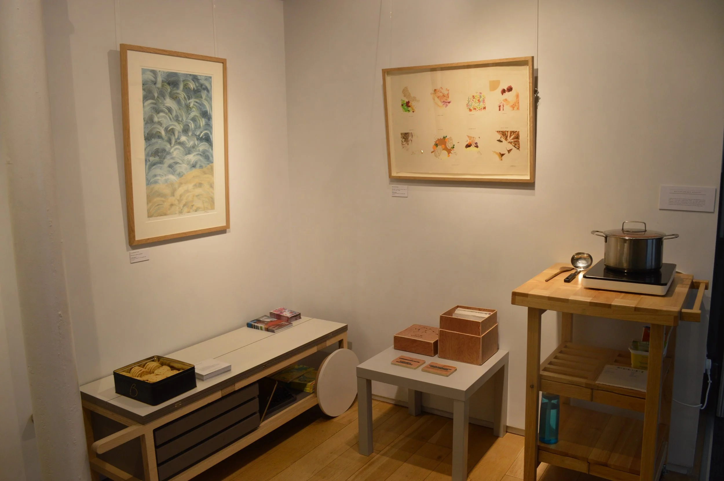 Triptic (monoprint, lasercut, goldleaf).

Memorable meals (mono print, screen print, etching, laser cut, collage, paint)