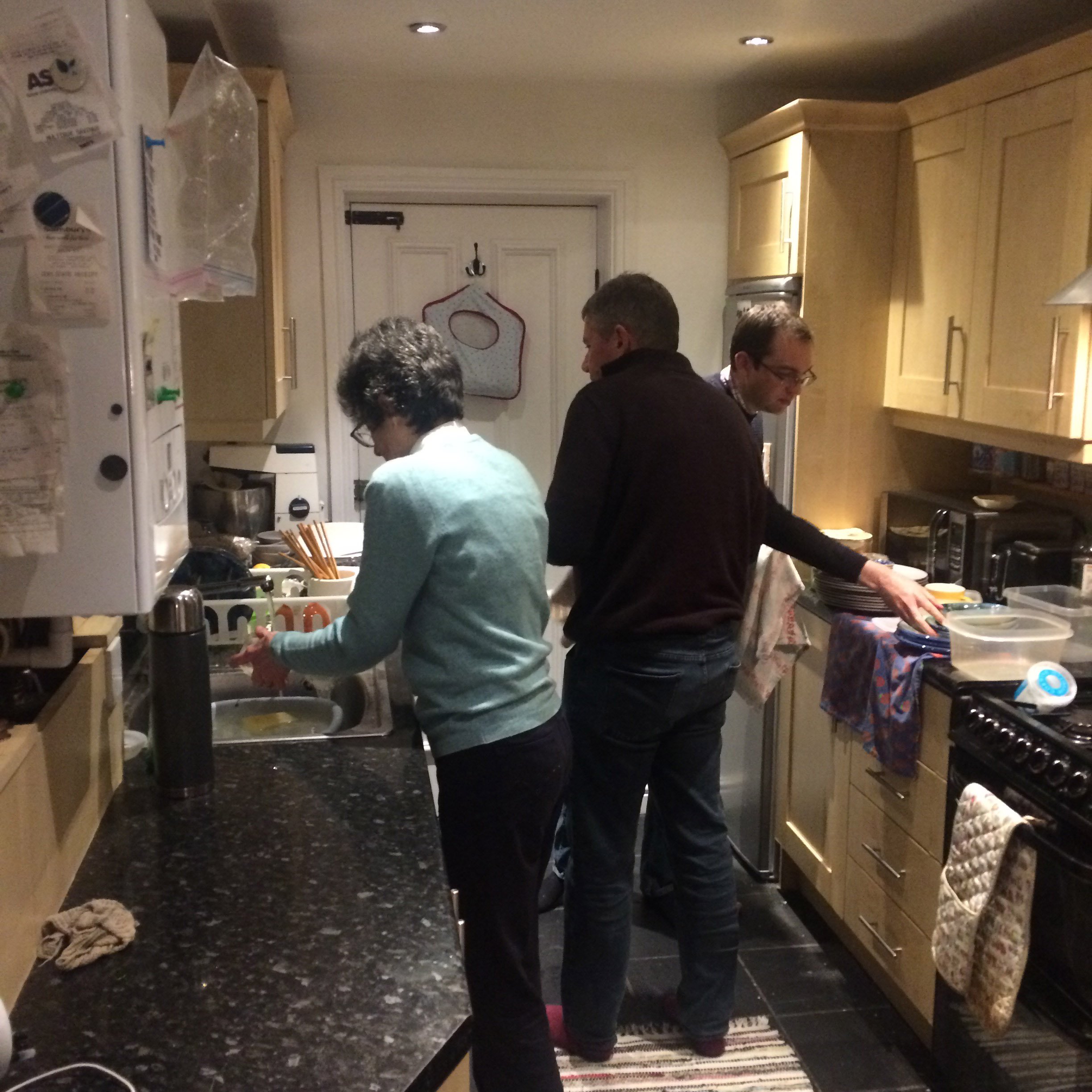 We talked about church as family not guests and so between each course different members helped wash up. 