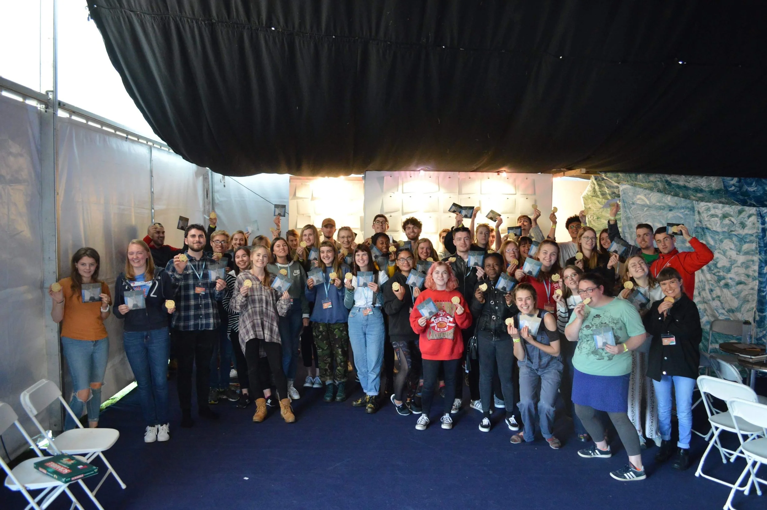 All the art students with their 'Take the Biscuit' biscuits. 
