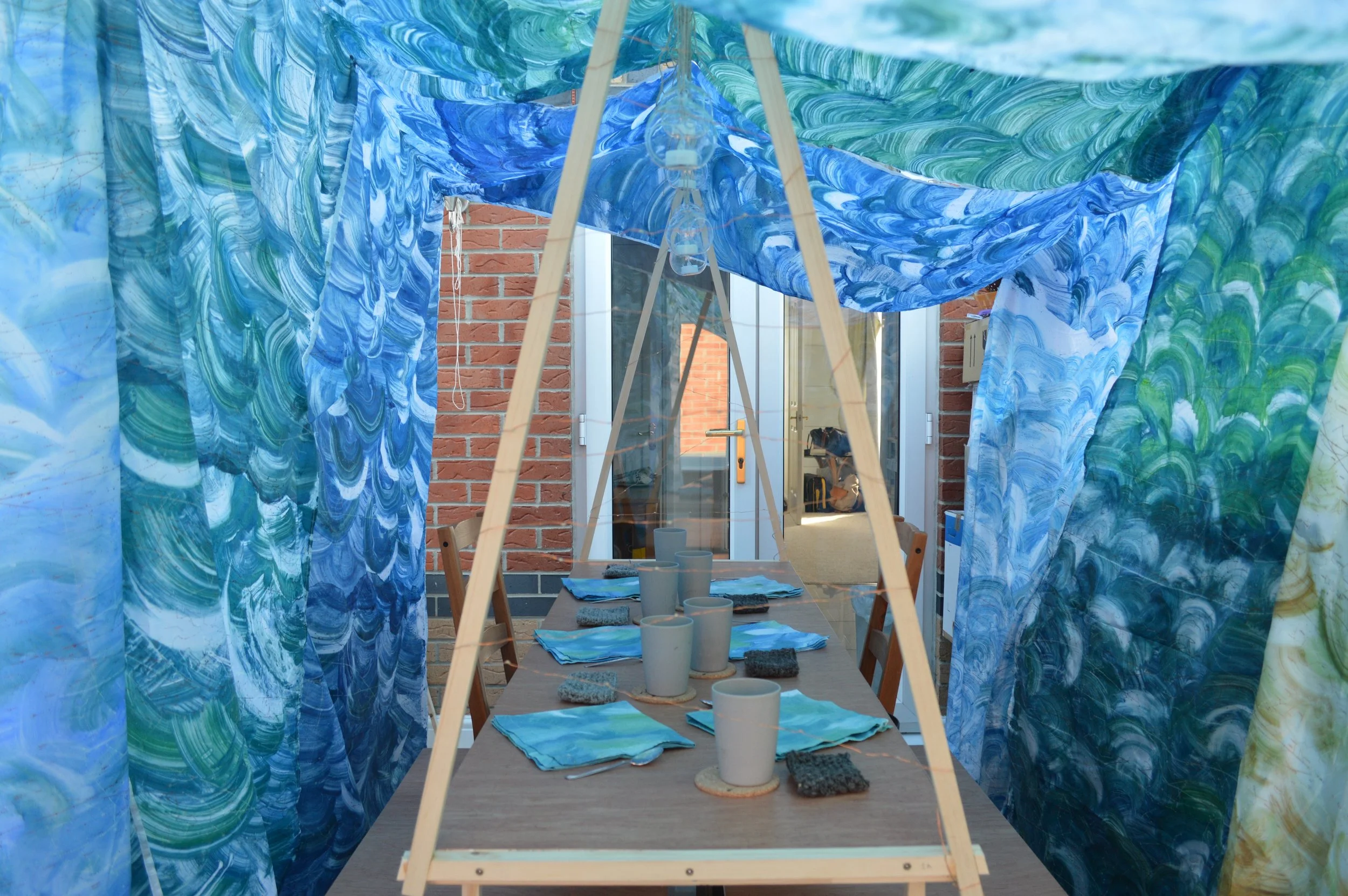 We hung the tent in a conservatory.