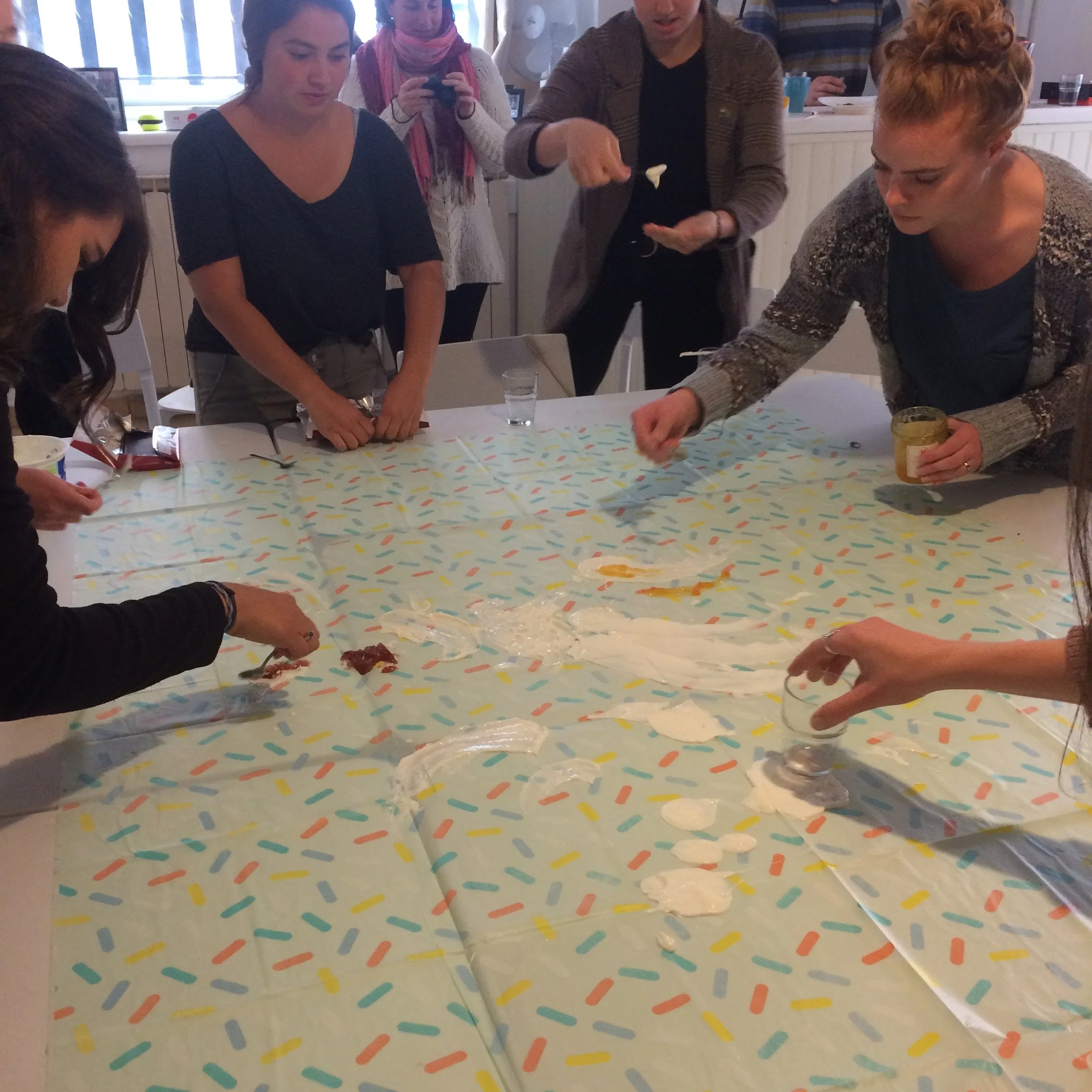 This course was food and hope and the students had to create a communal celebratory painting. 