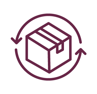 Icon of a cardboard box inside a circular arrow, representing packaging or recycling.