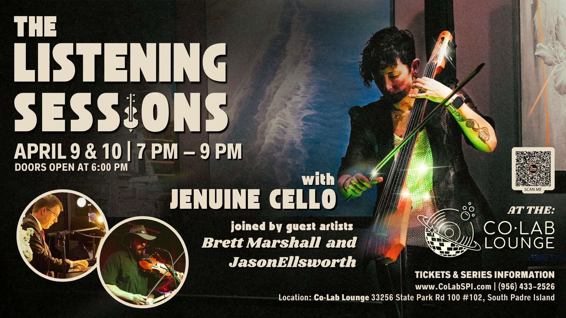 Listening Sessions #8: Season Finale with Brett Marshall (piano), Jason Elsworth (violin) and Jenuine Cello