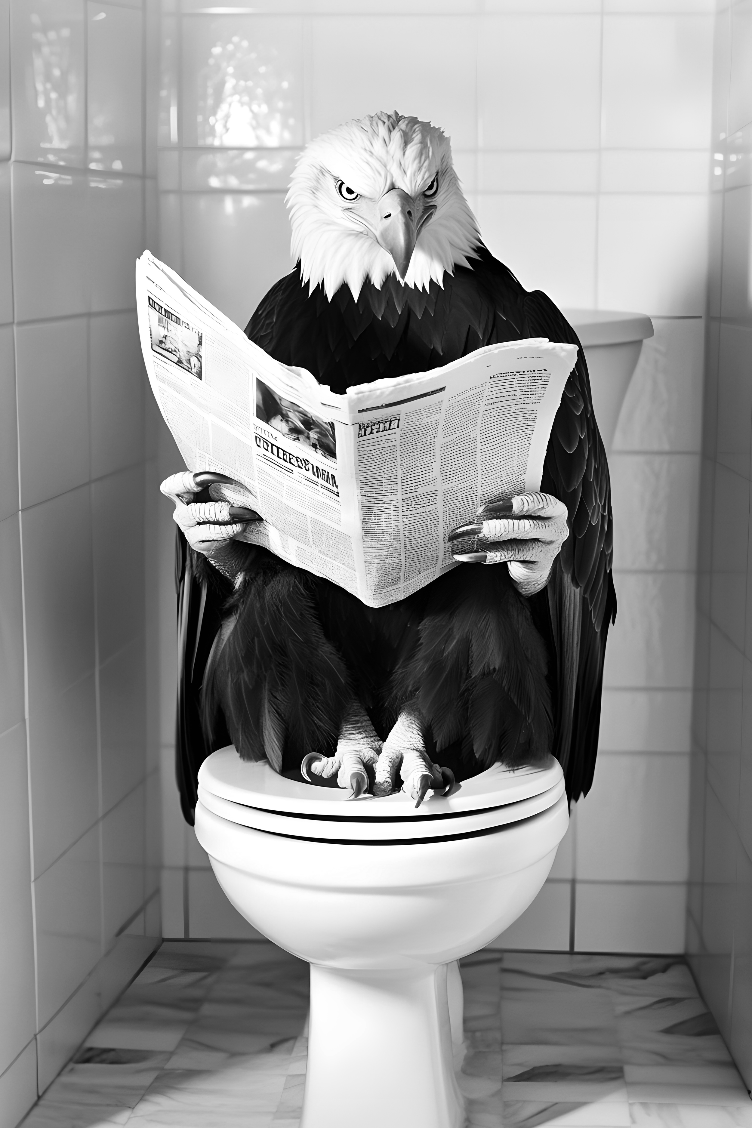 Eagle sat on the toilet bathroom fun