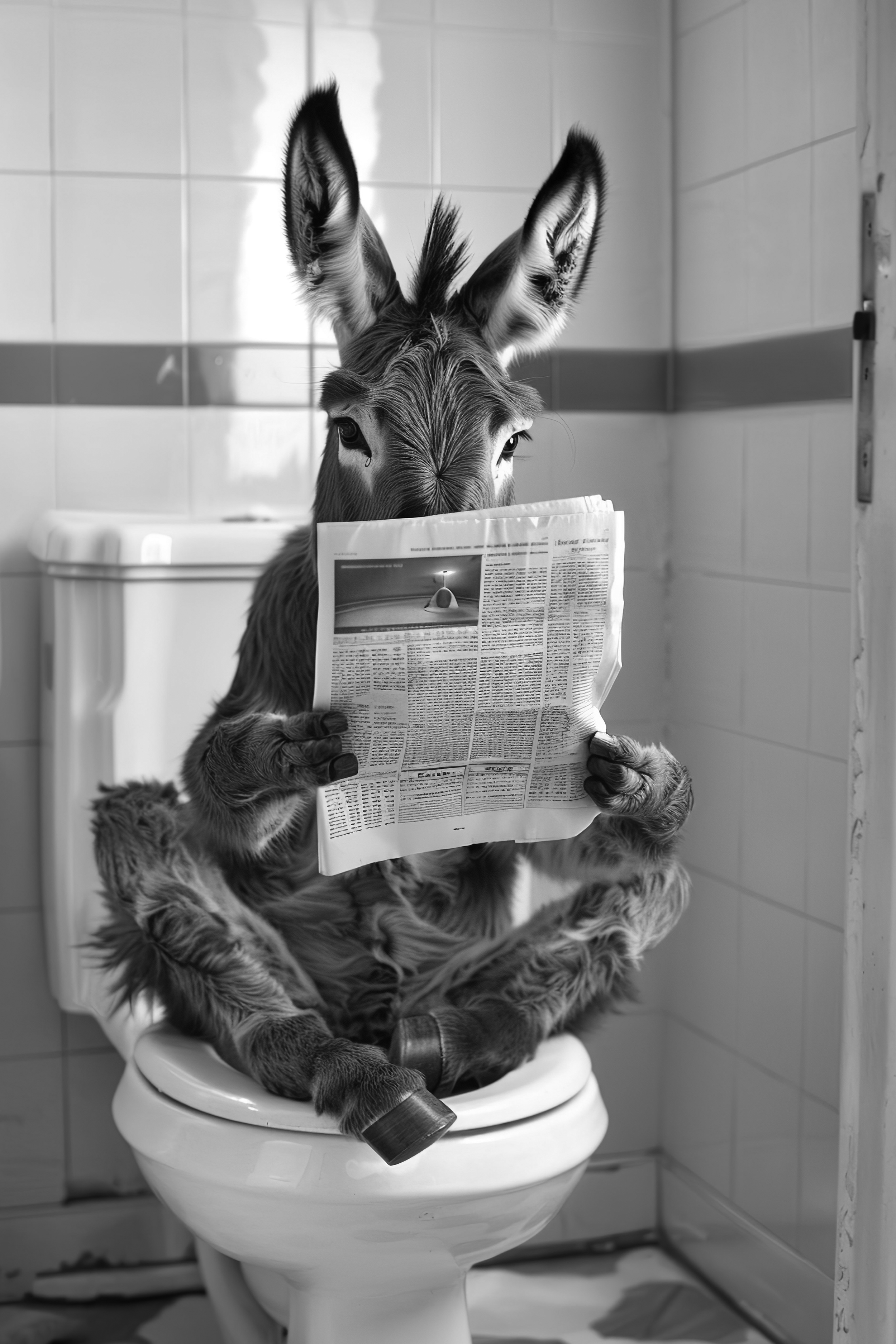 Donkey sat on the toilet bathroom fun