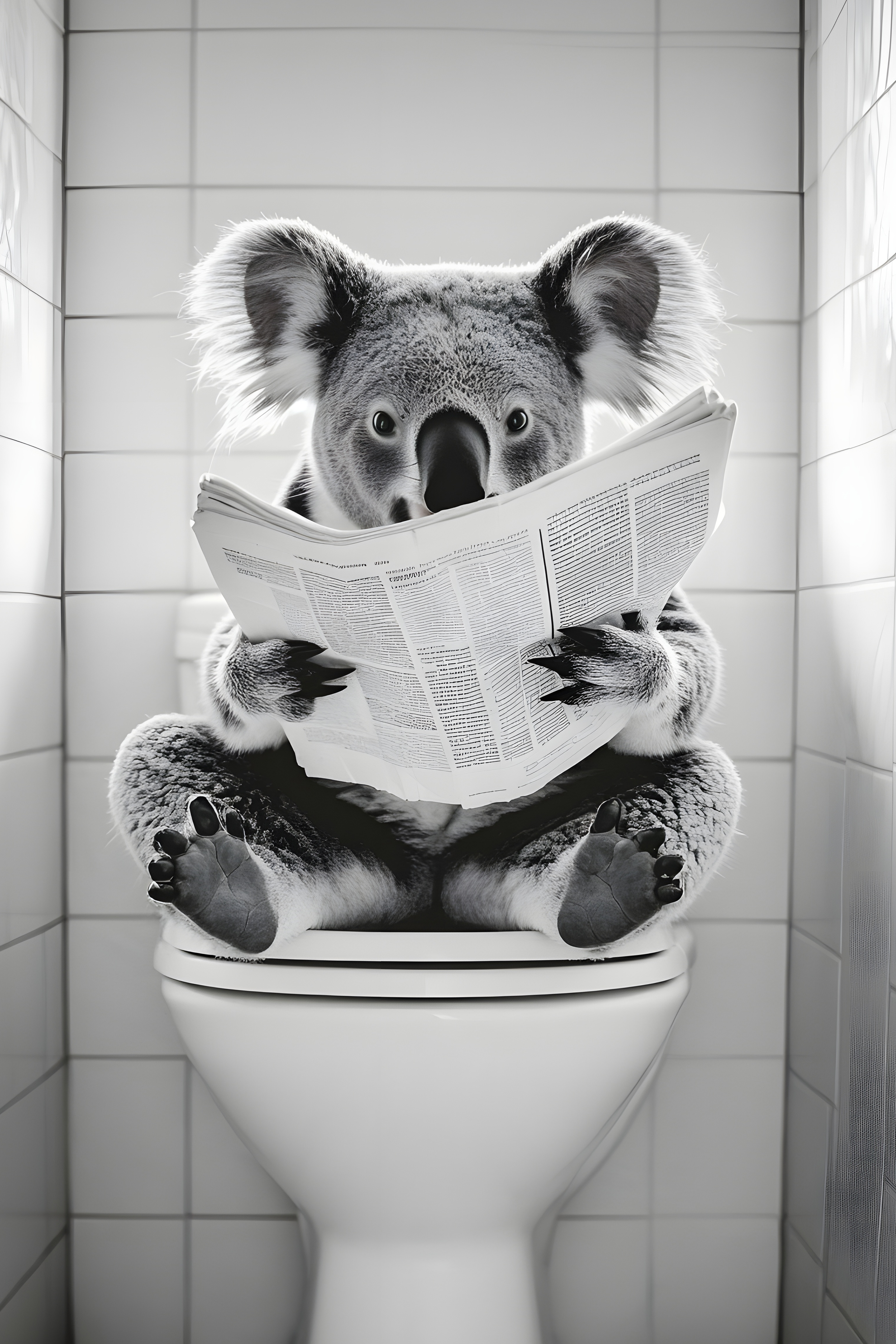 Koala sat on the toilet bathroom fun