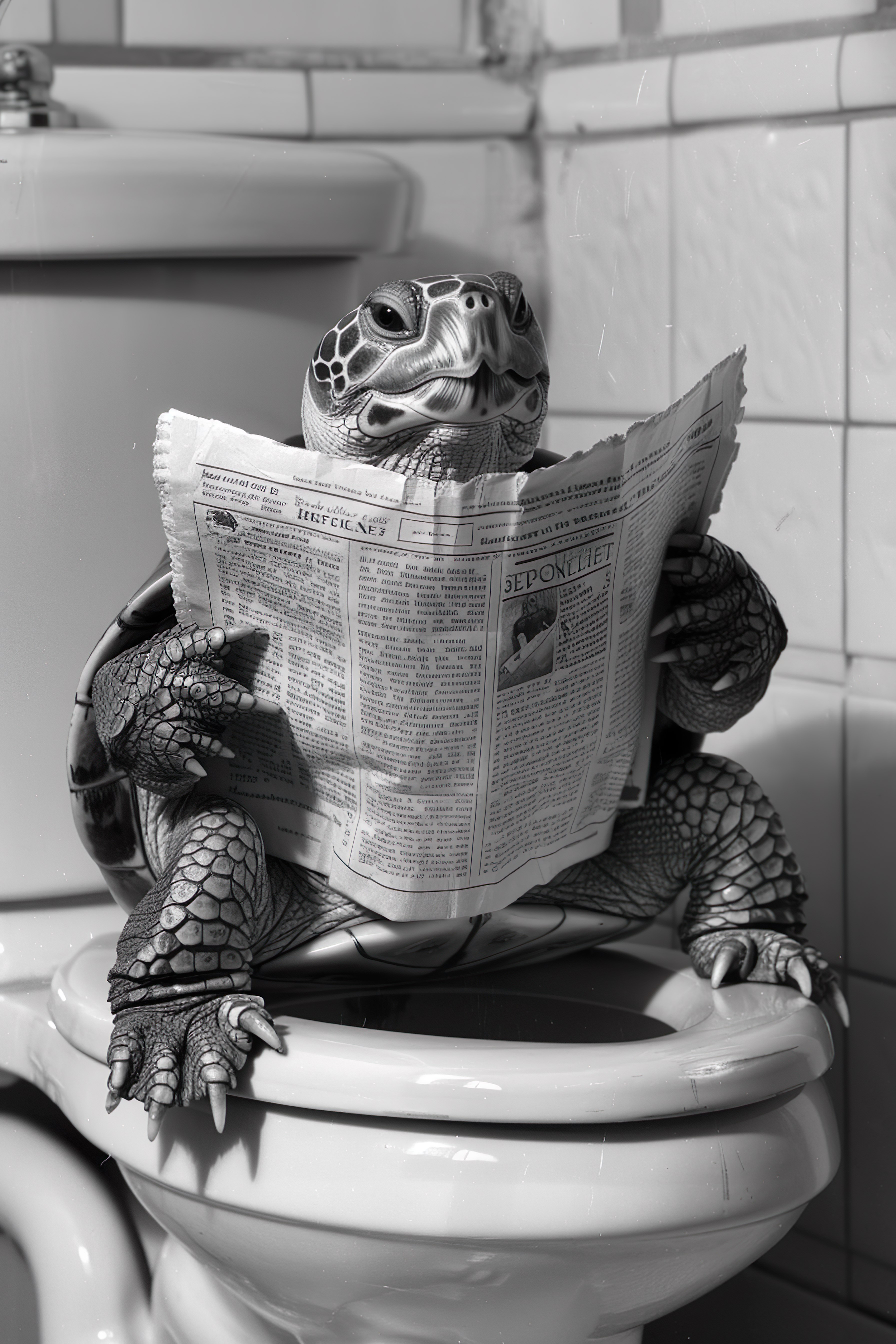 Turtle sat on the toilet bathroom fun