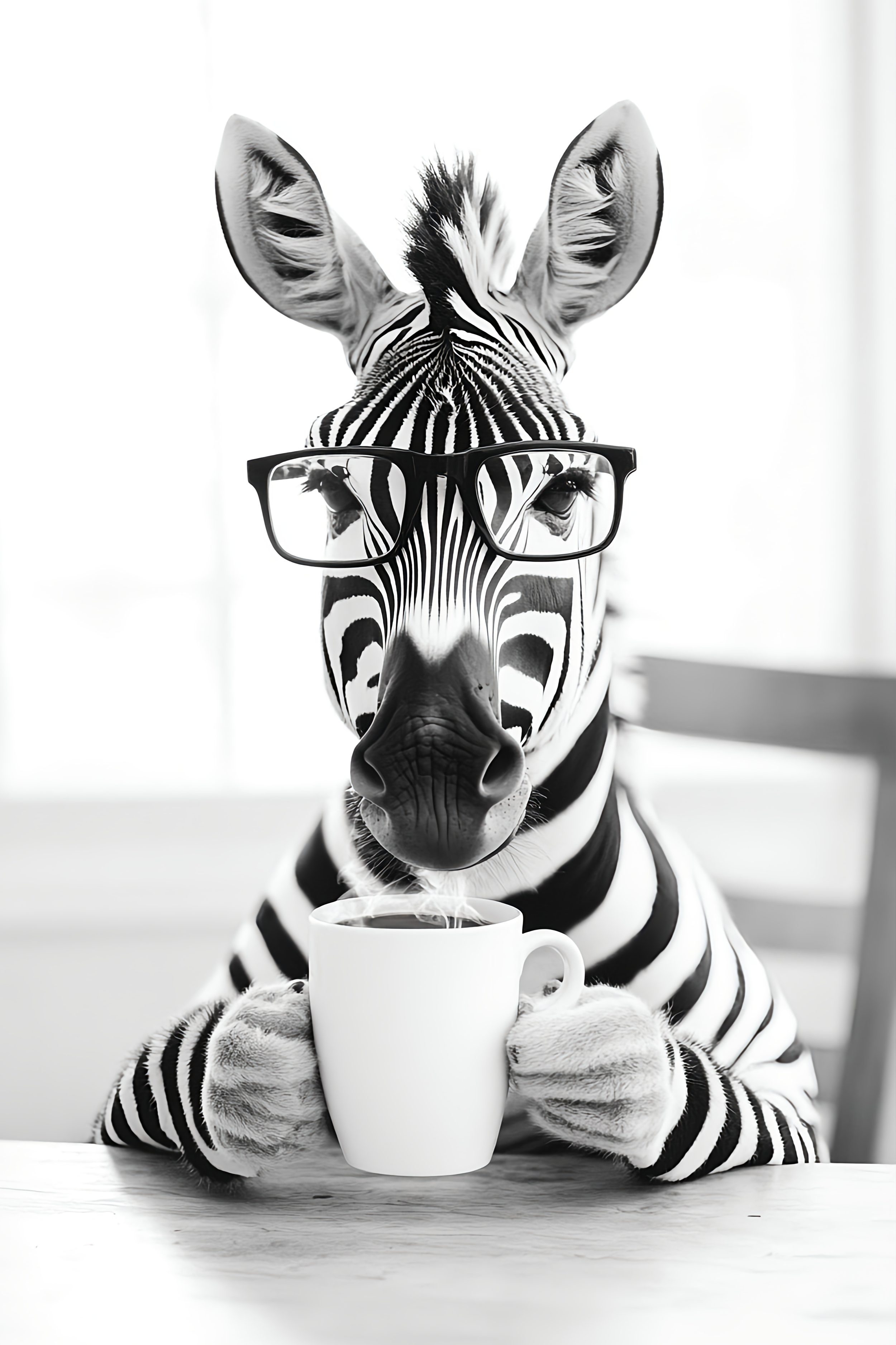 A Zebra Drinking a Mug of Coffee