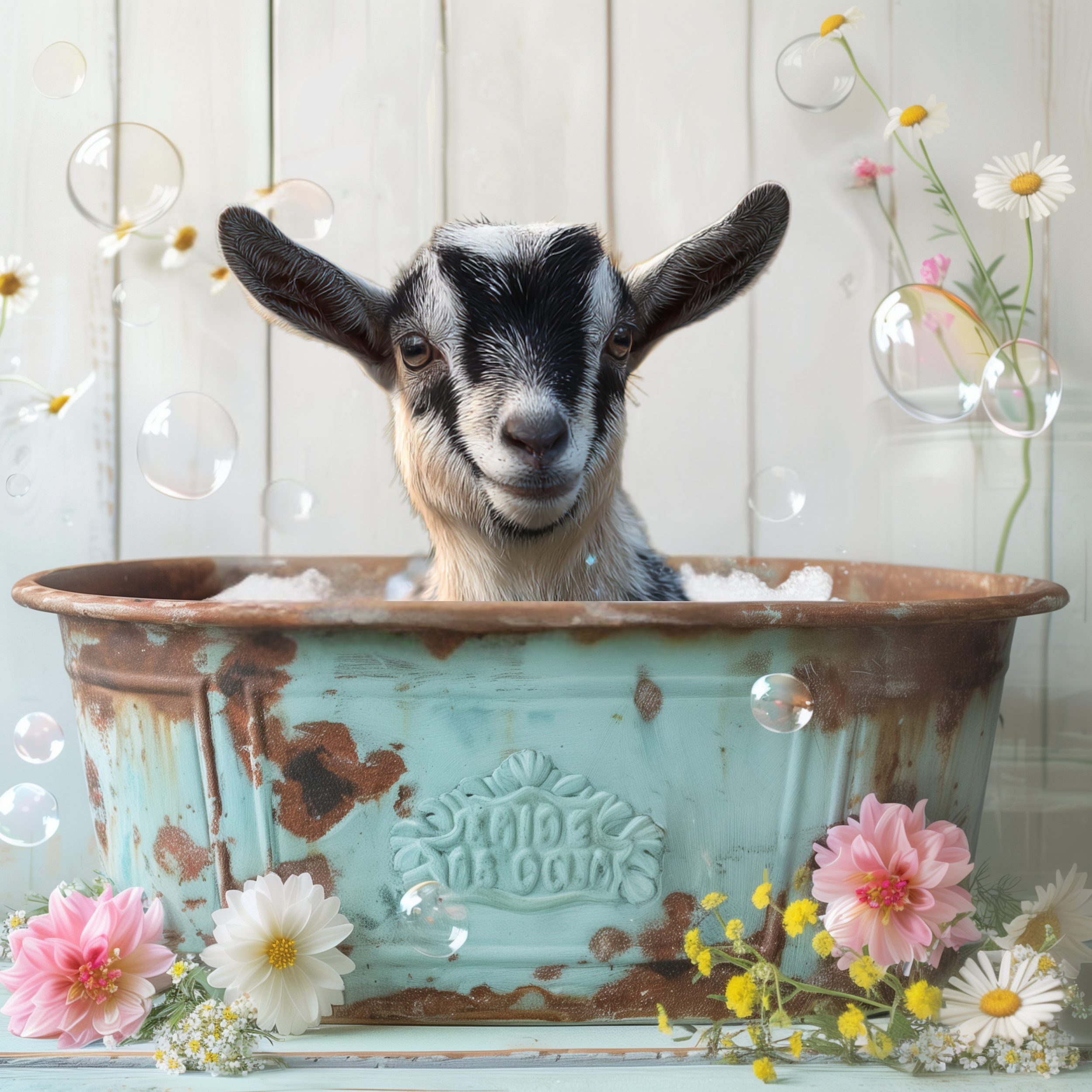 Goat in a Tub  Bathroom Wall Art