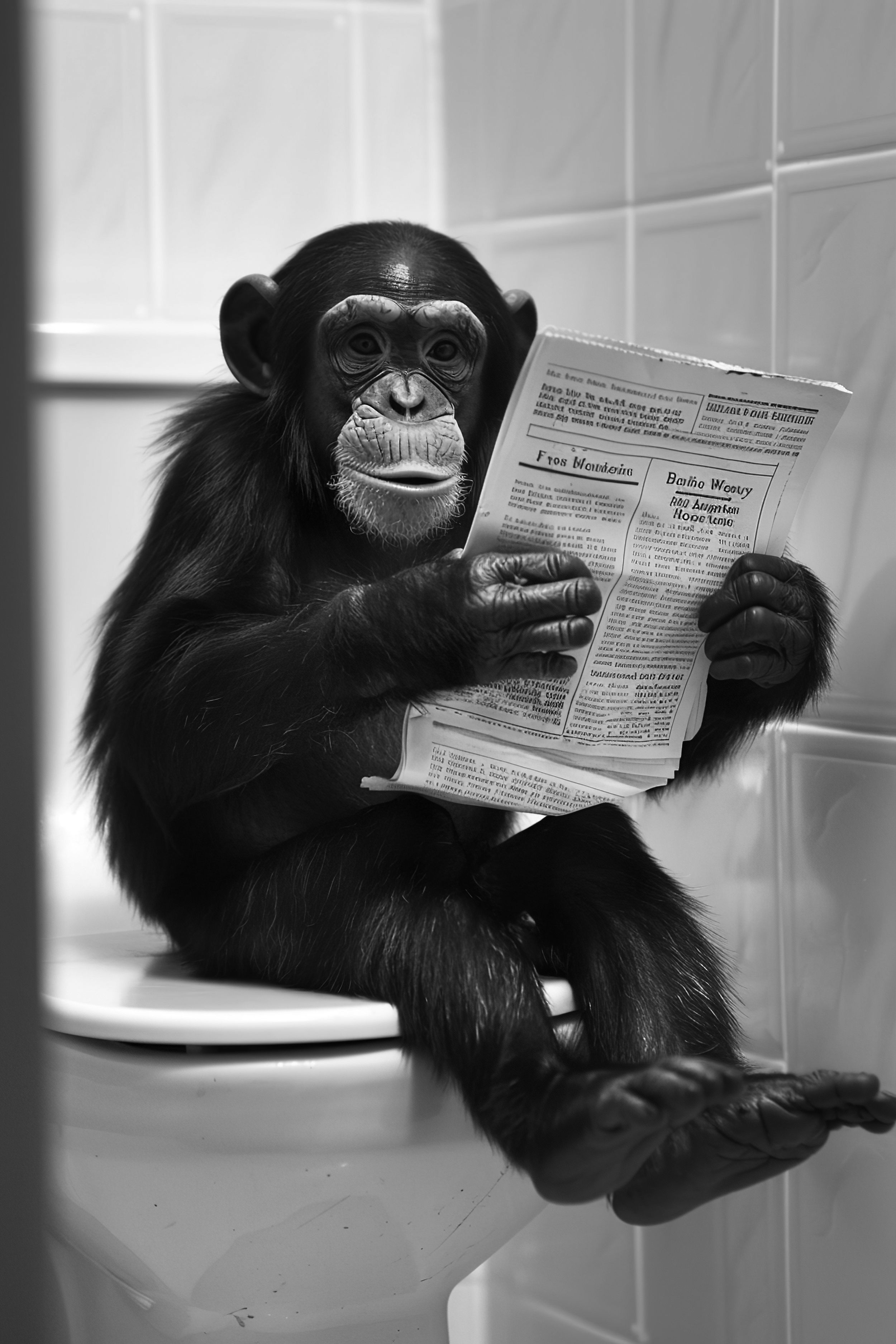 Monkey sat on the toilet bathroom fun