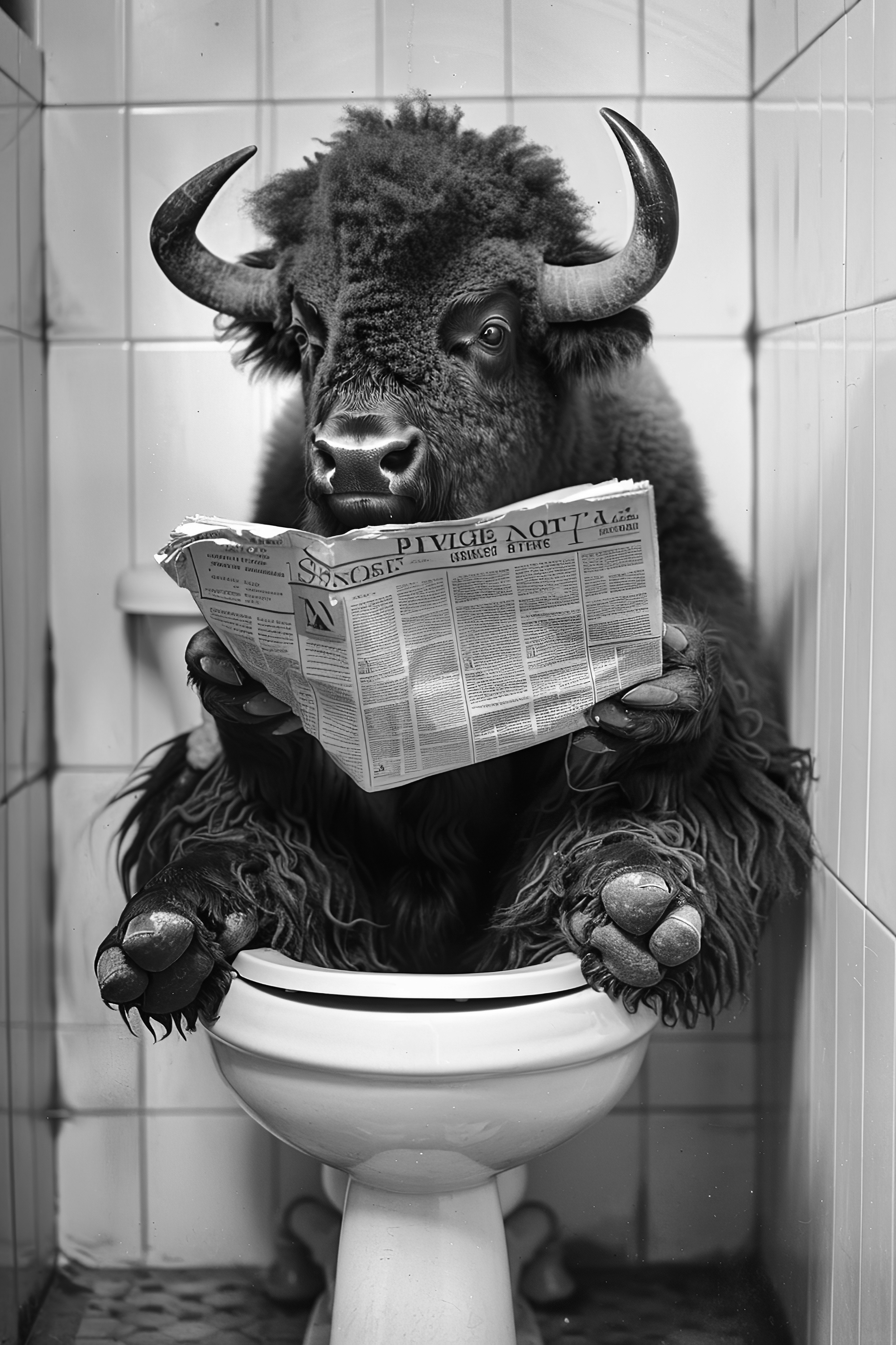 Bison sat on the toilet bathroom fun