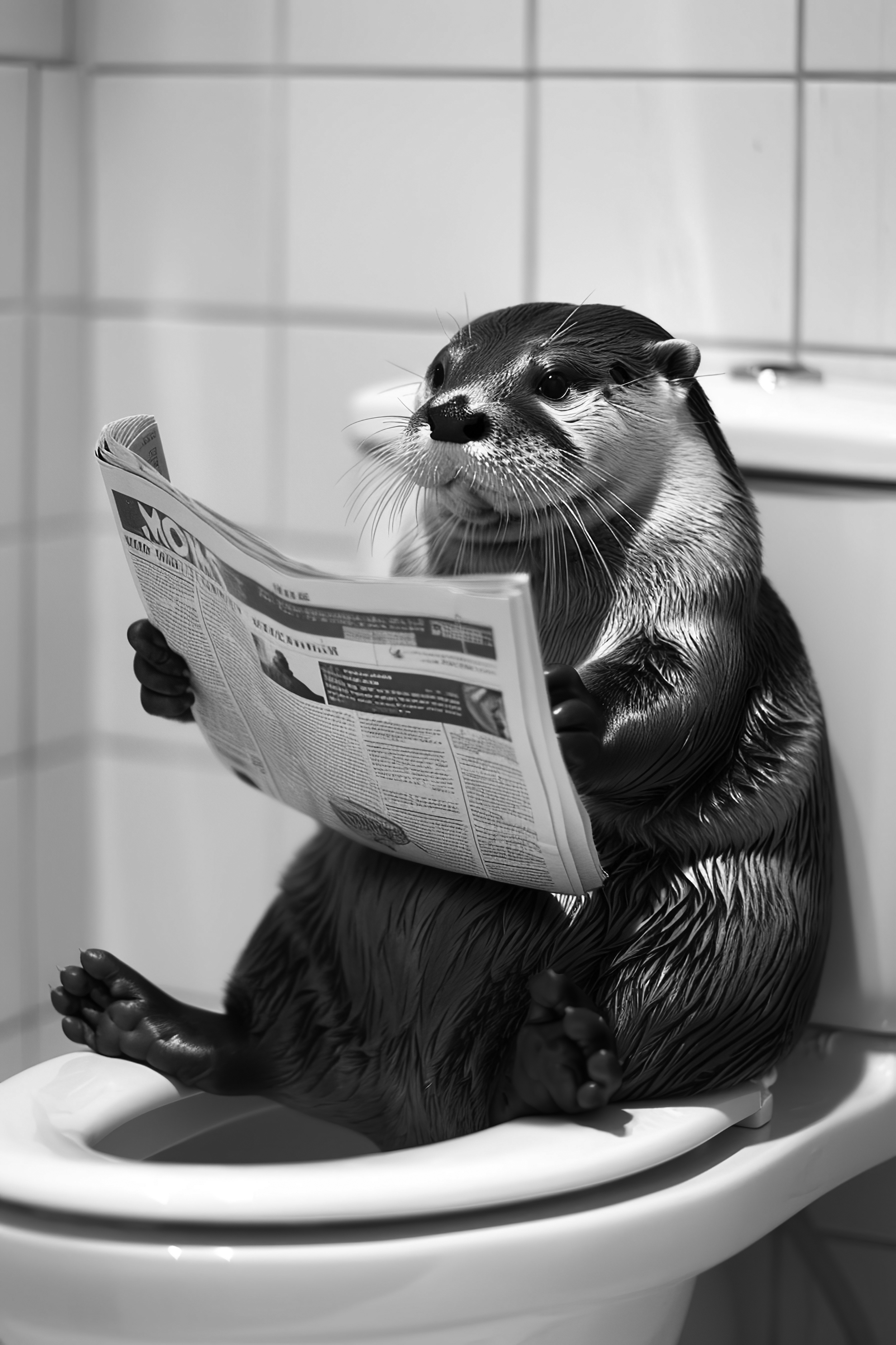 Otter sat on the toilet bathroom fun