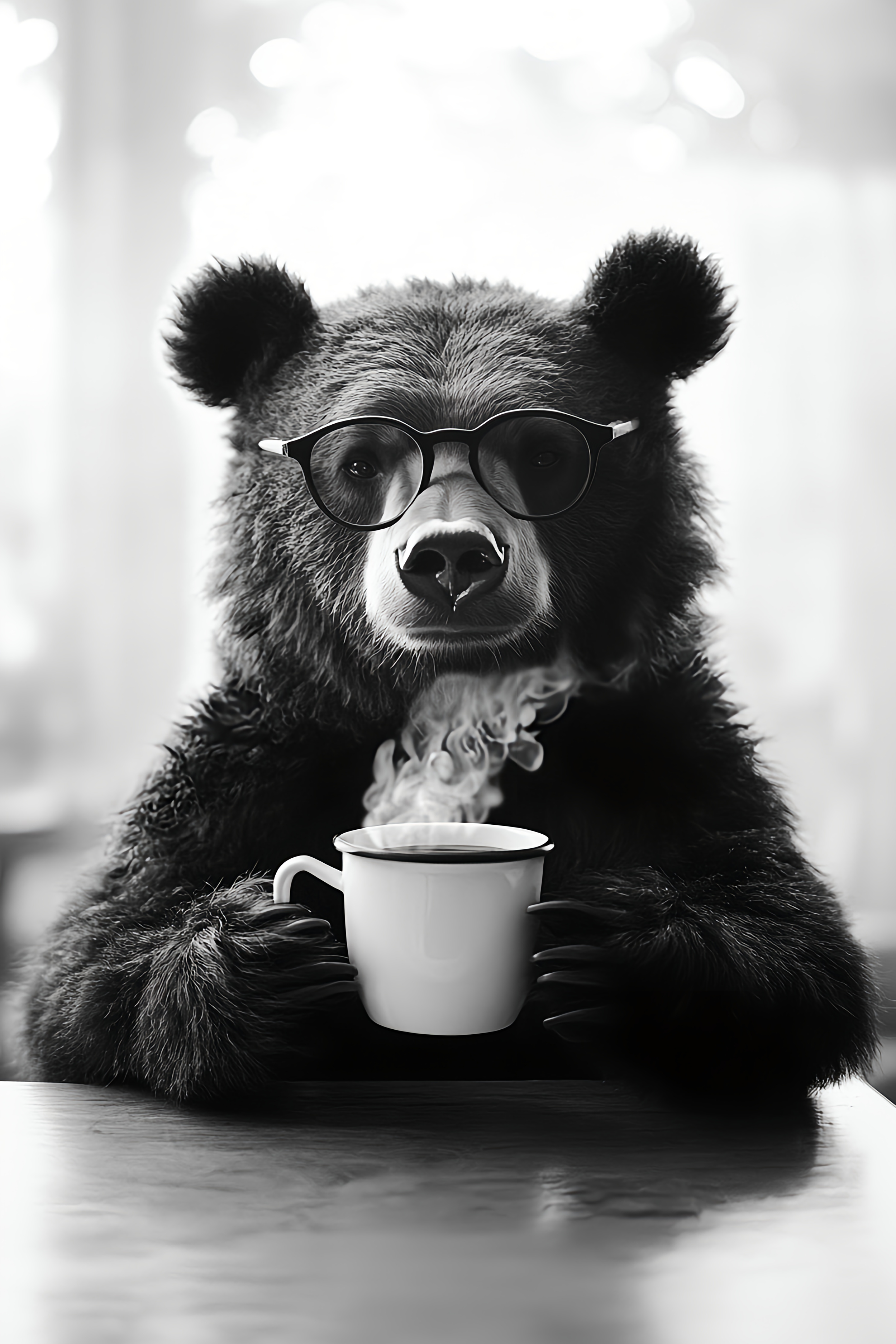 A Bear Drinking a Mug of Coffee