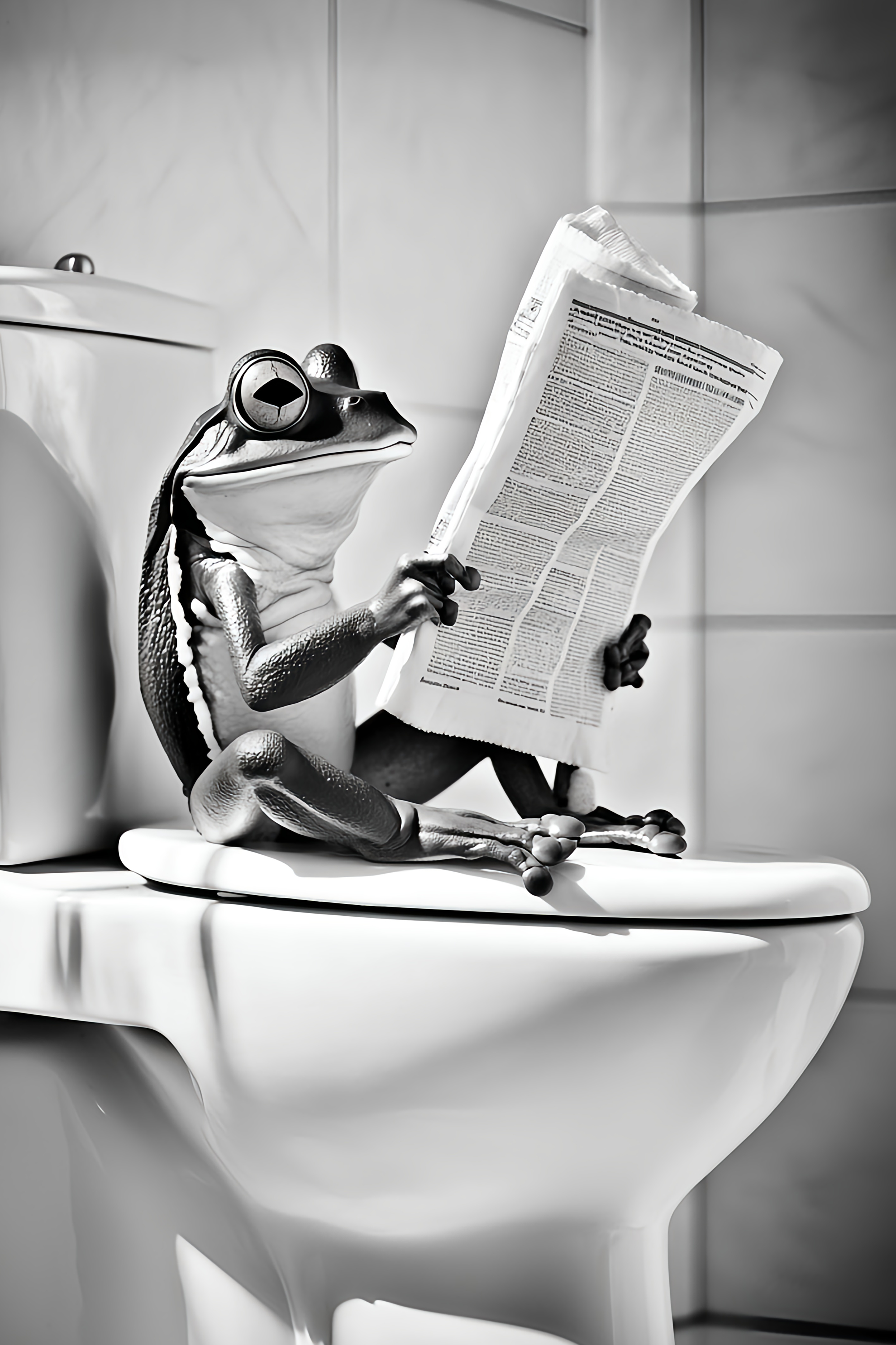 Frog sat on the toilet bathroom fun