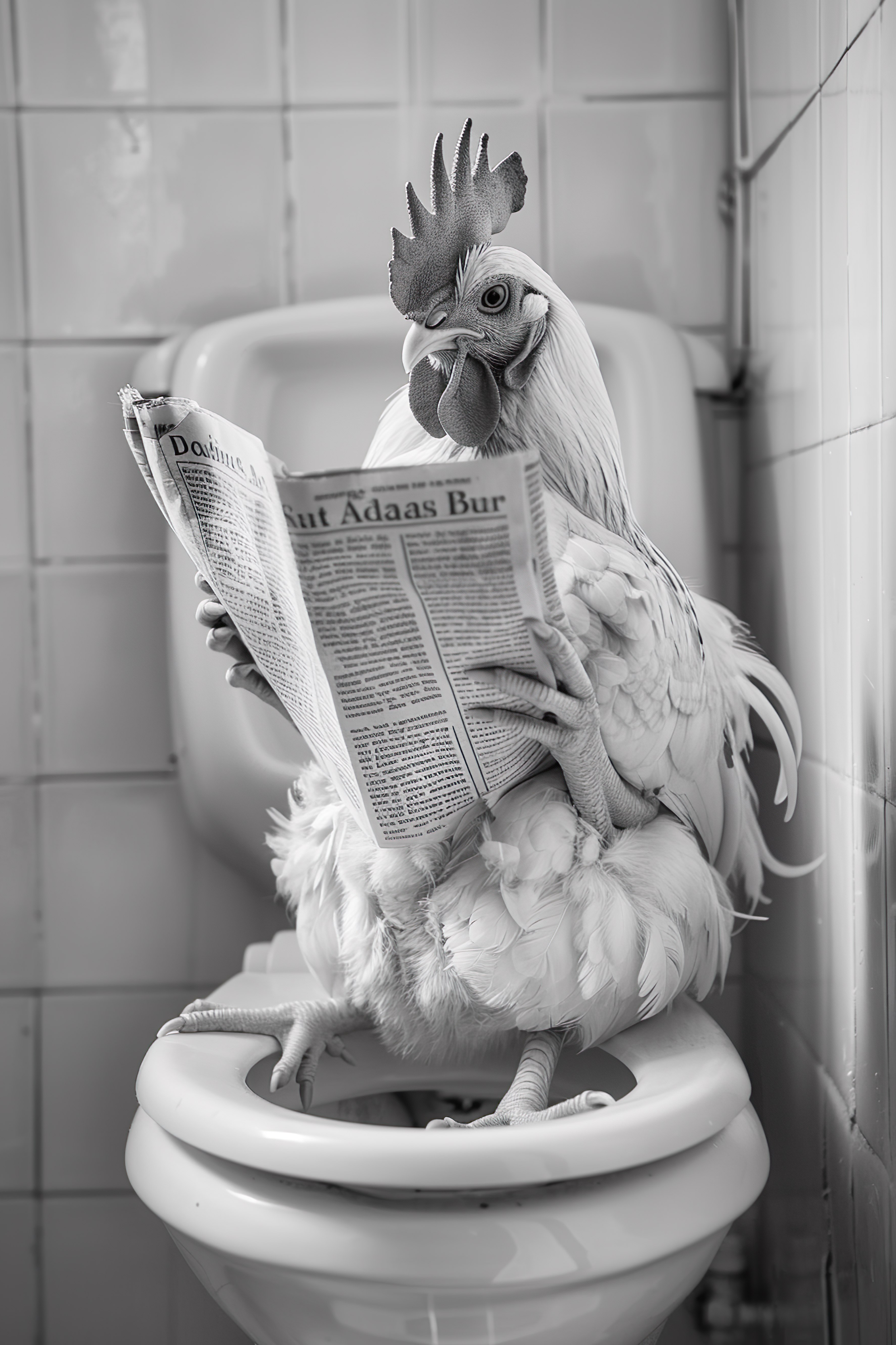 Chicken sat on the toilet bathroom fun