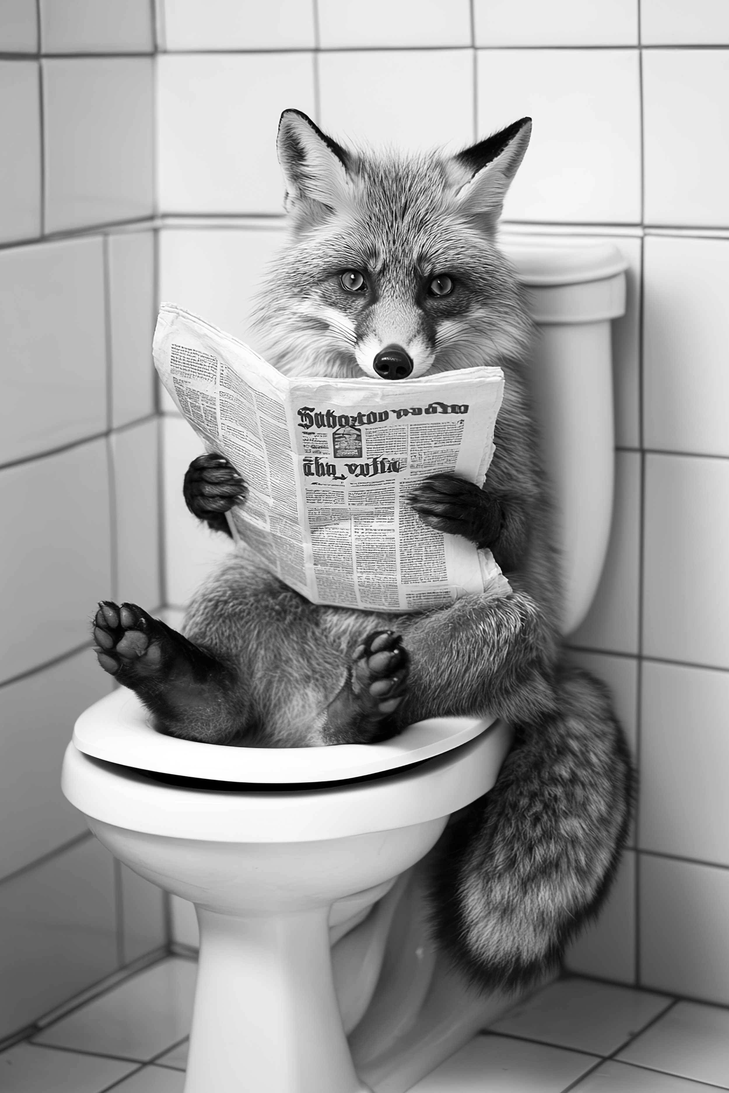 Fox sat on the toilet bathroom fun