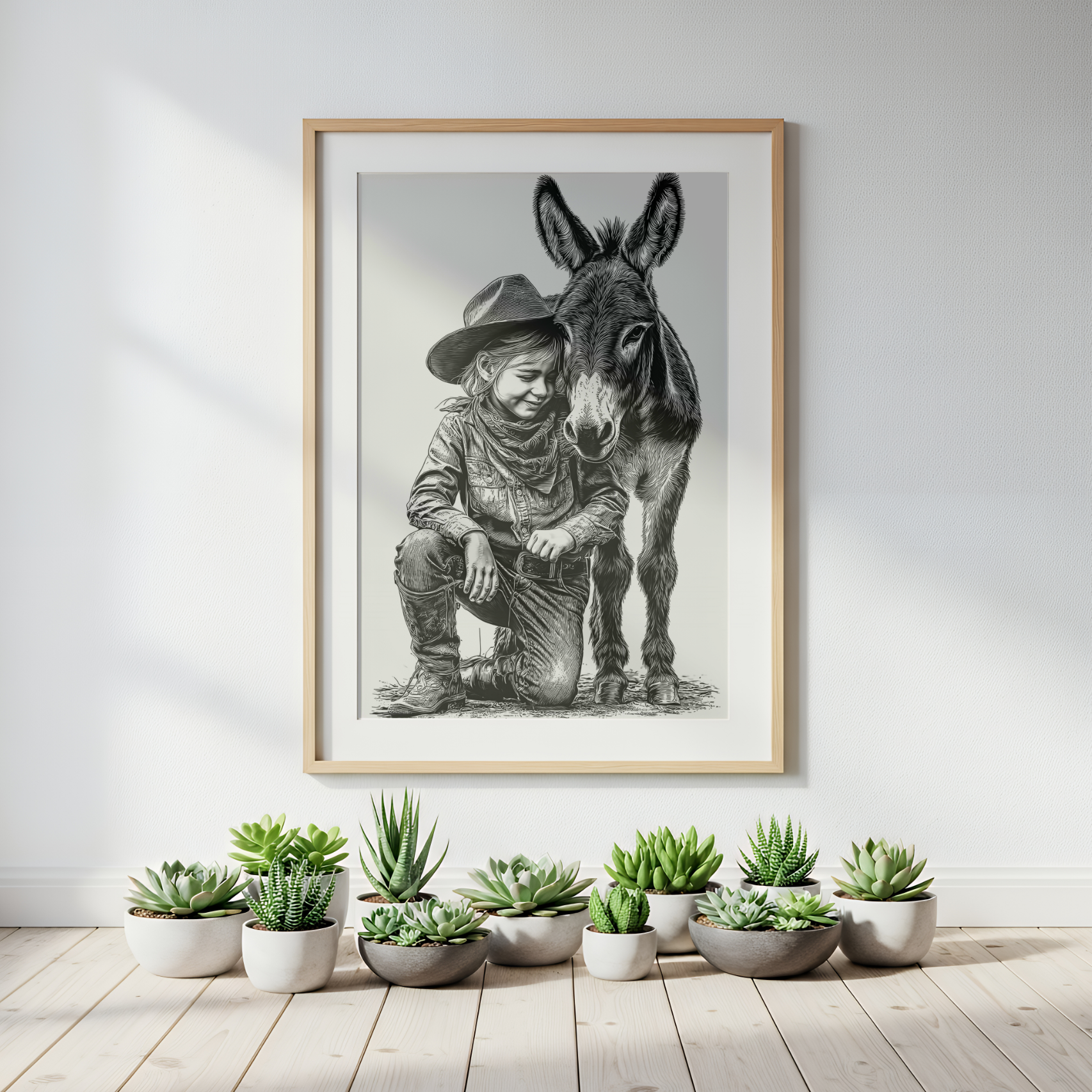 Young Cowboy with His Donkey