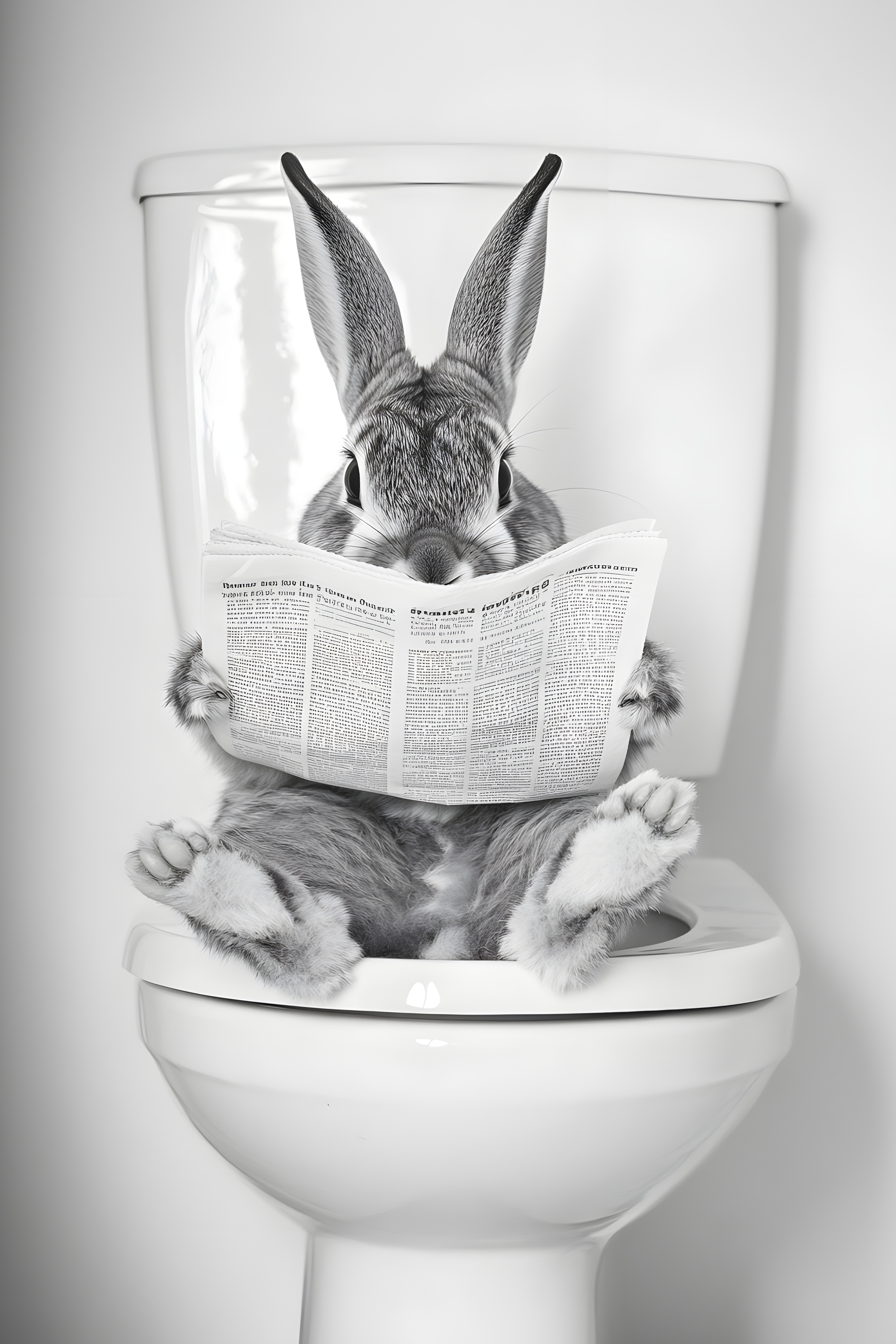Bunny sat on the toilet bathroom fun