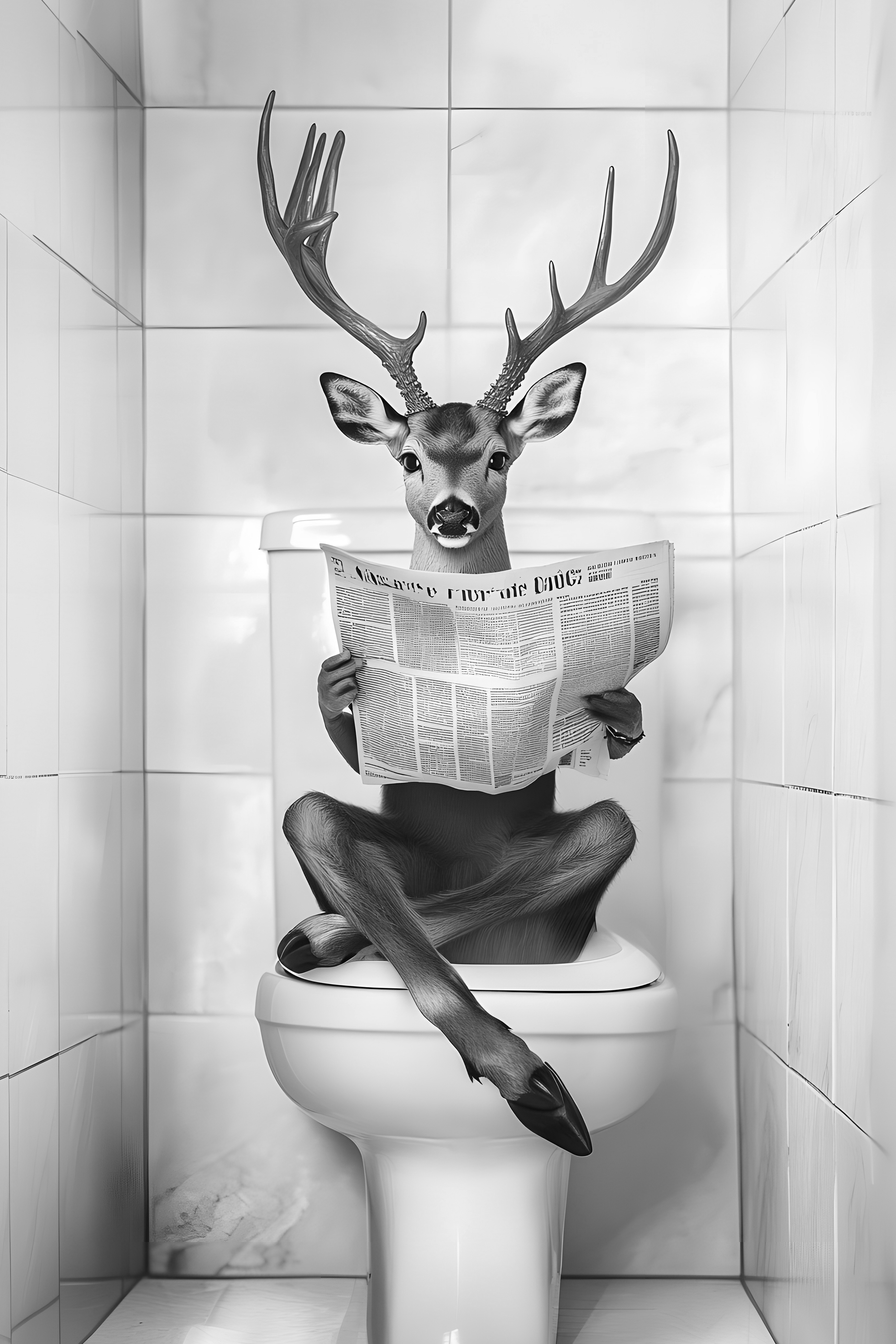 Stag sat on the toilet bathroom fun