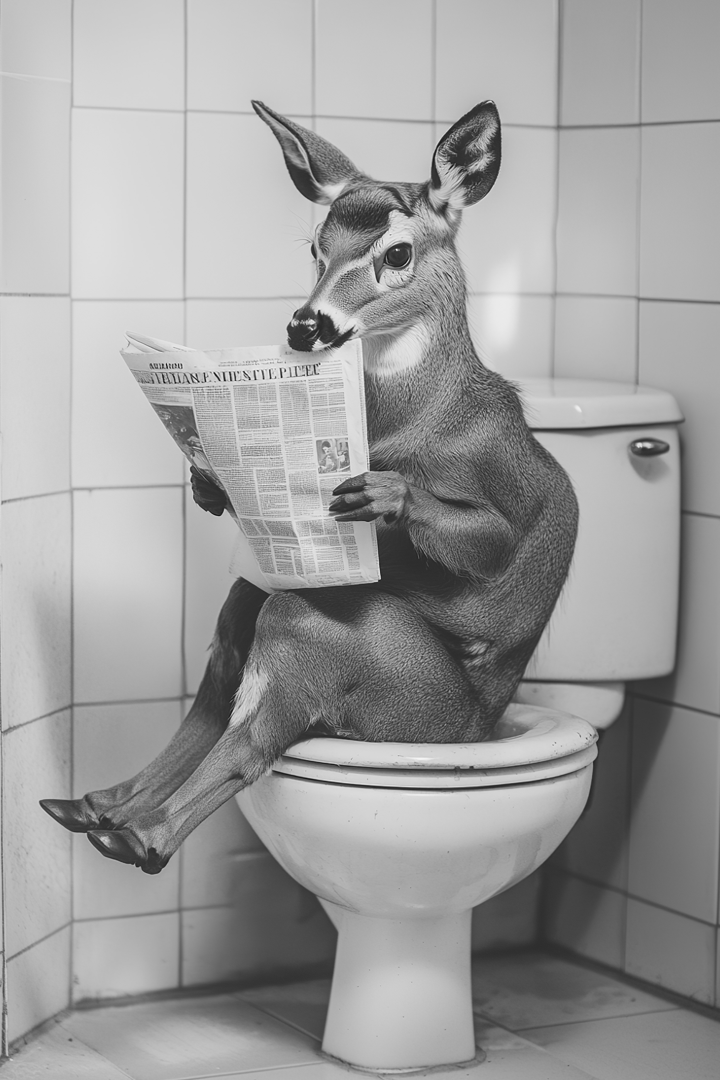 Deer sat on the toilet bathroom fun
