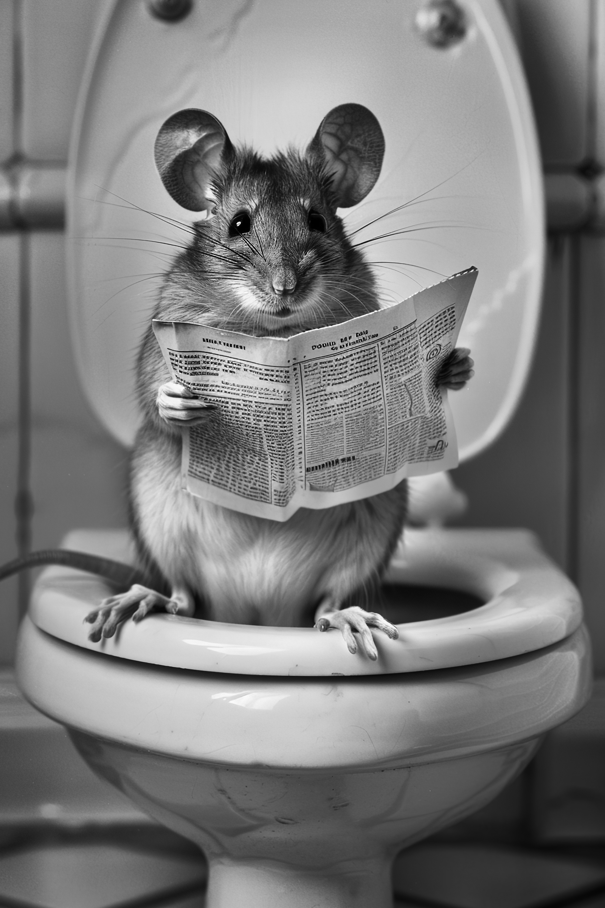 Mouse sat on the toilet bathroom fun