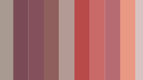 Palette of various shades of pink, mauve, and beige