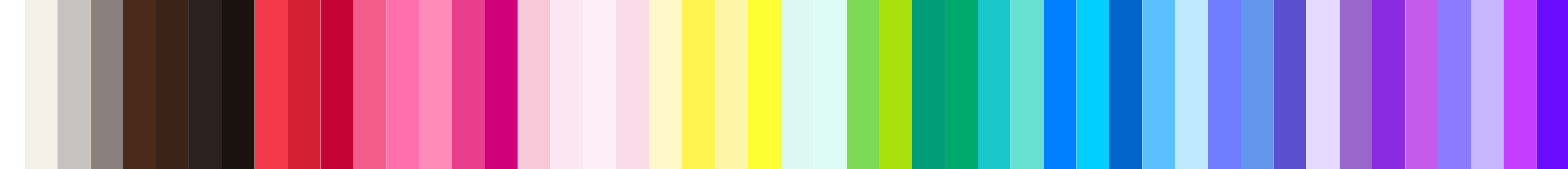 A spectrum of various shades and colors arranged in a horizontal gradient from white to purple.