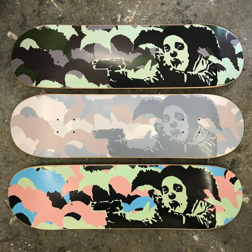 Banky designed three decks for Clown