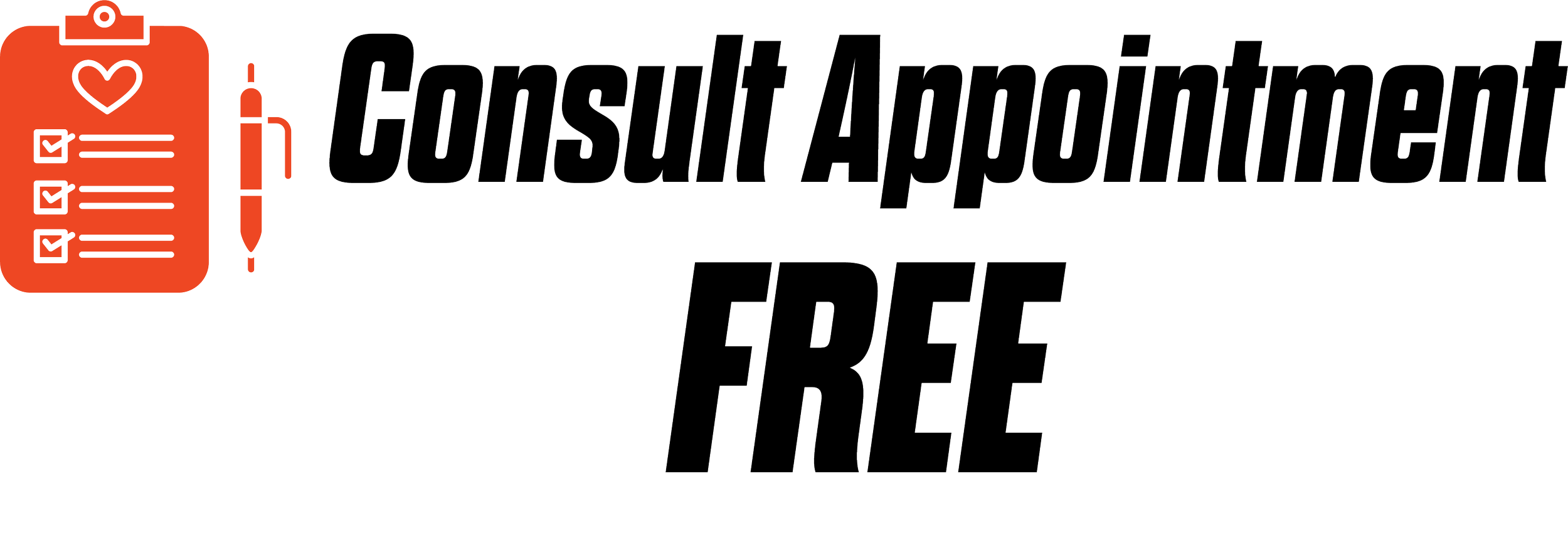 Graphic promoting free counseling appointments with a clipboard, checklist, and pen icon.